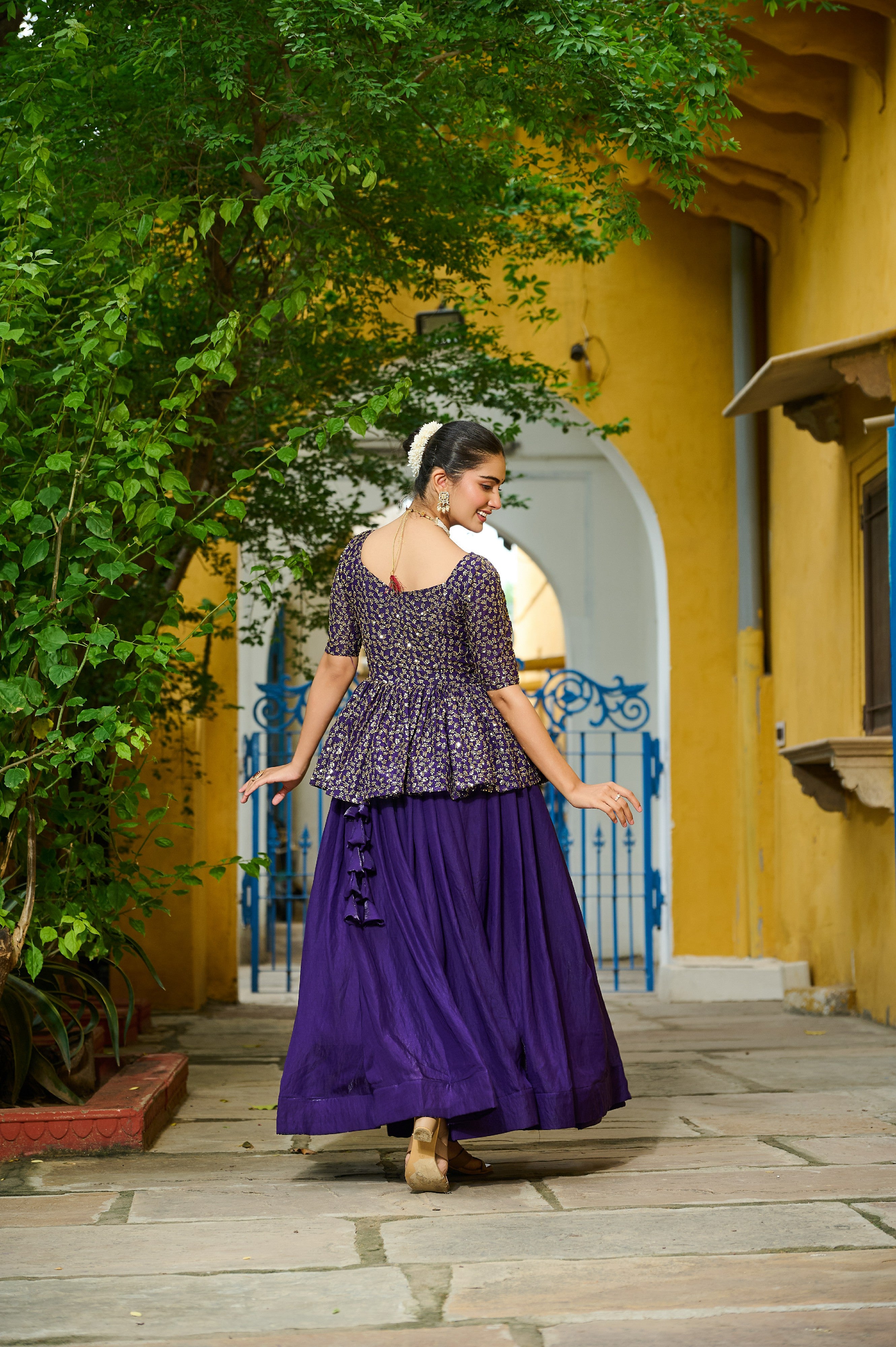 Silk Function Wear Lehenga With Peplum Top