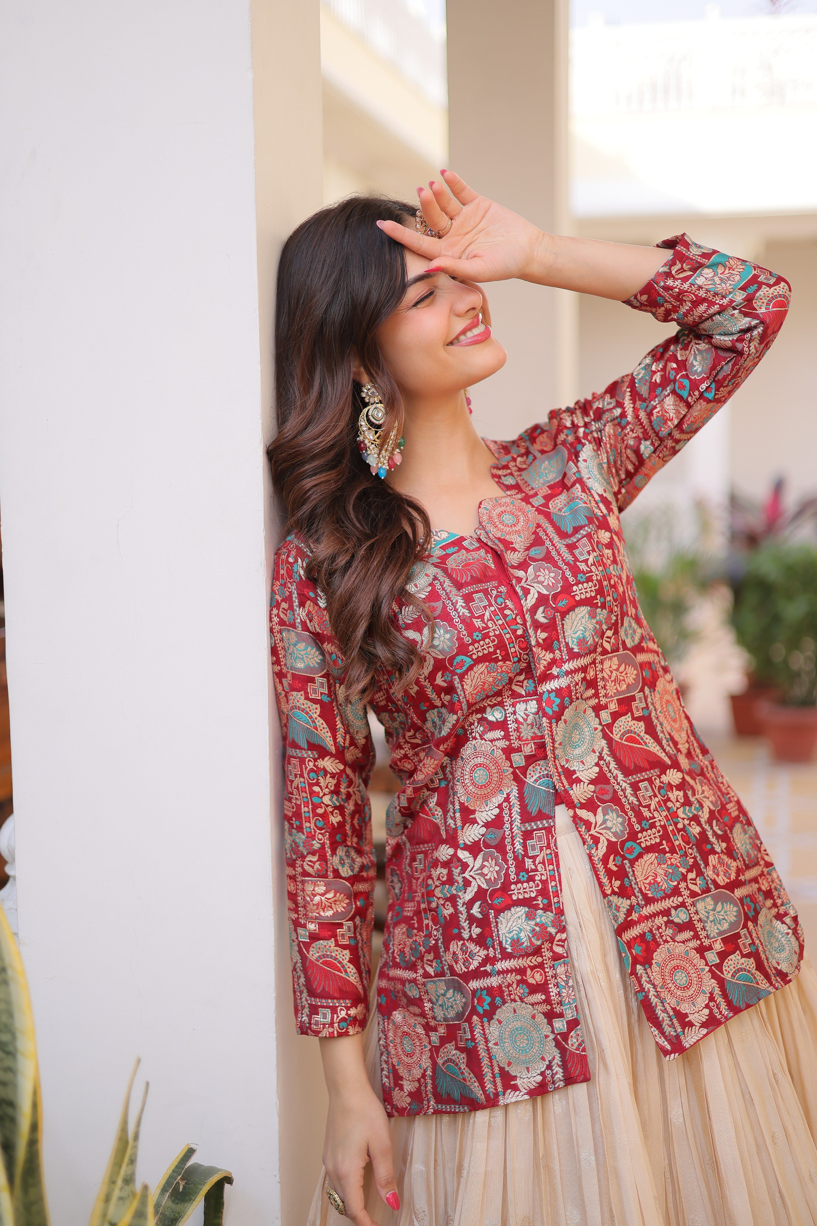 Zari Weaving Festival Wear Lehenga With Peplum Top