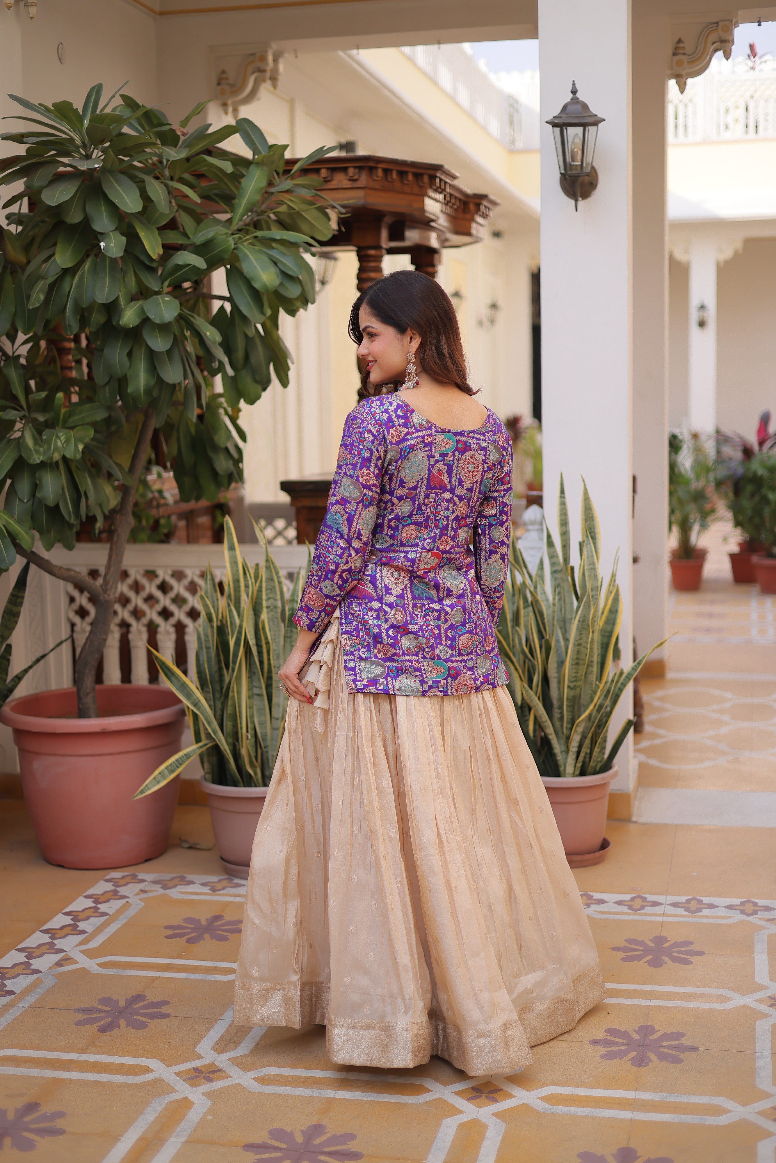 Zari Weaving Festival Wear Lehenga With Peplum Top