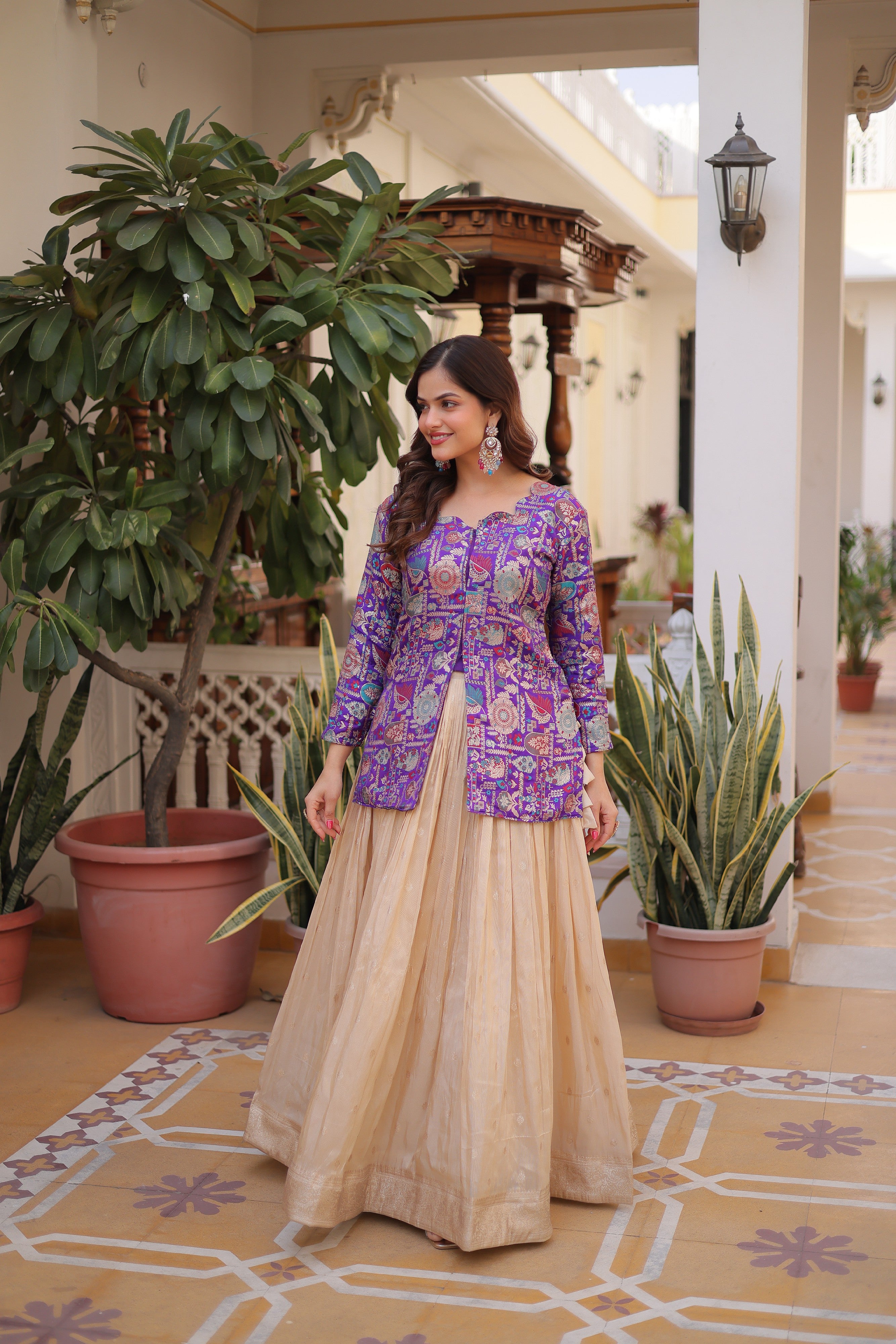 Zari Weaving Festival Wear Lehenga With Peplum Top