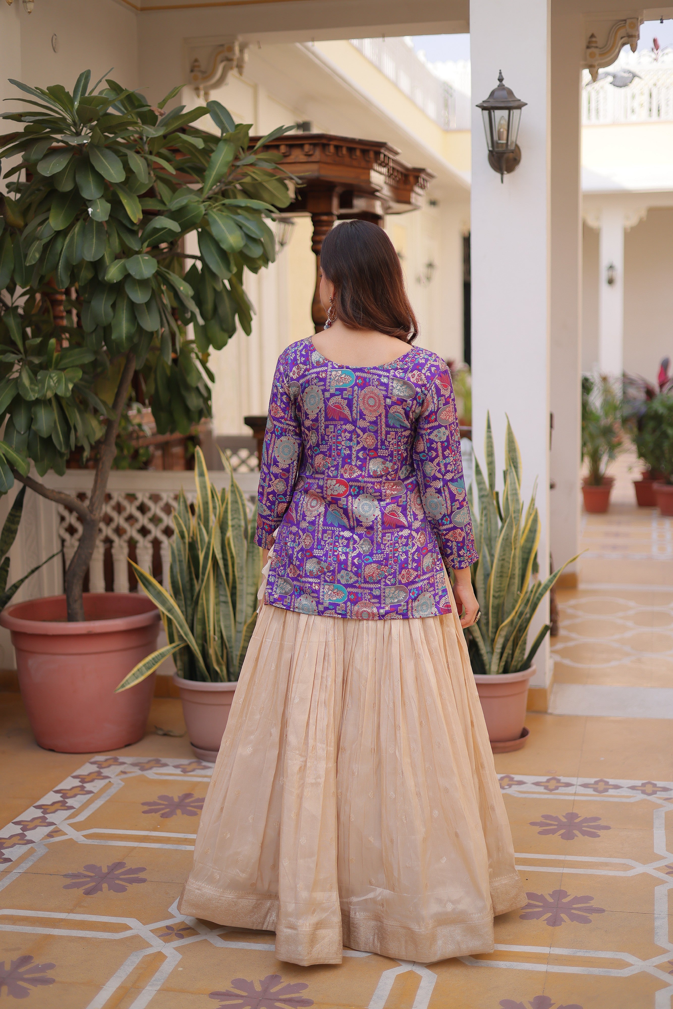 Zari Weaving Festival Wear Lehenga With Peplum Top