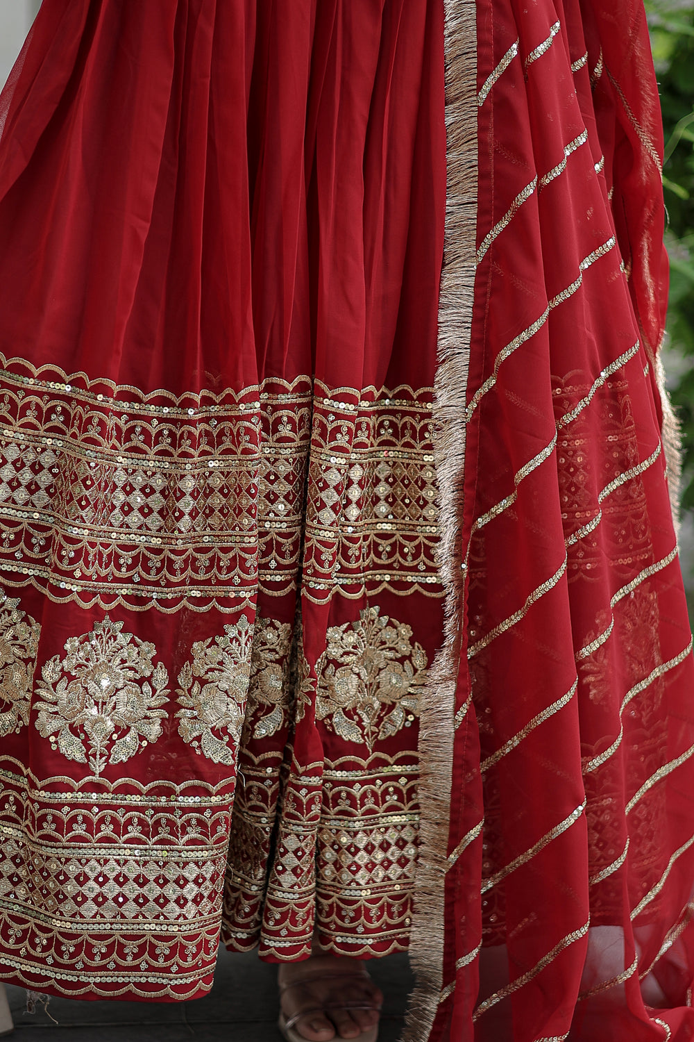 Georgette Sequins Reception Gown With Dupatta