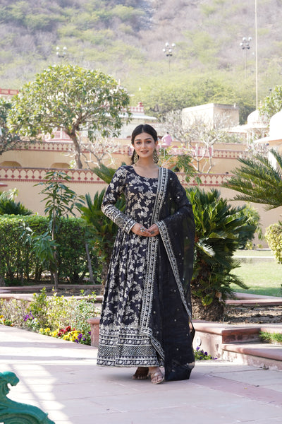 Jacquard Embroidered Reception Gown with Dupatta