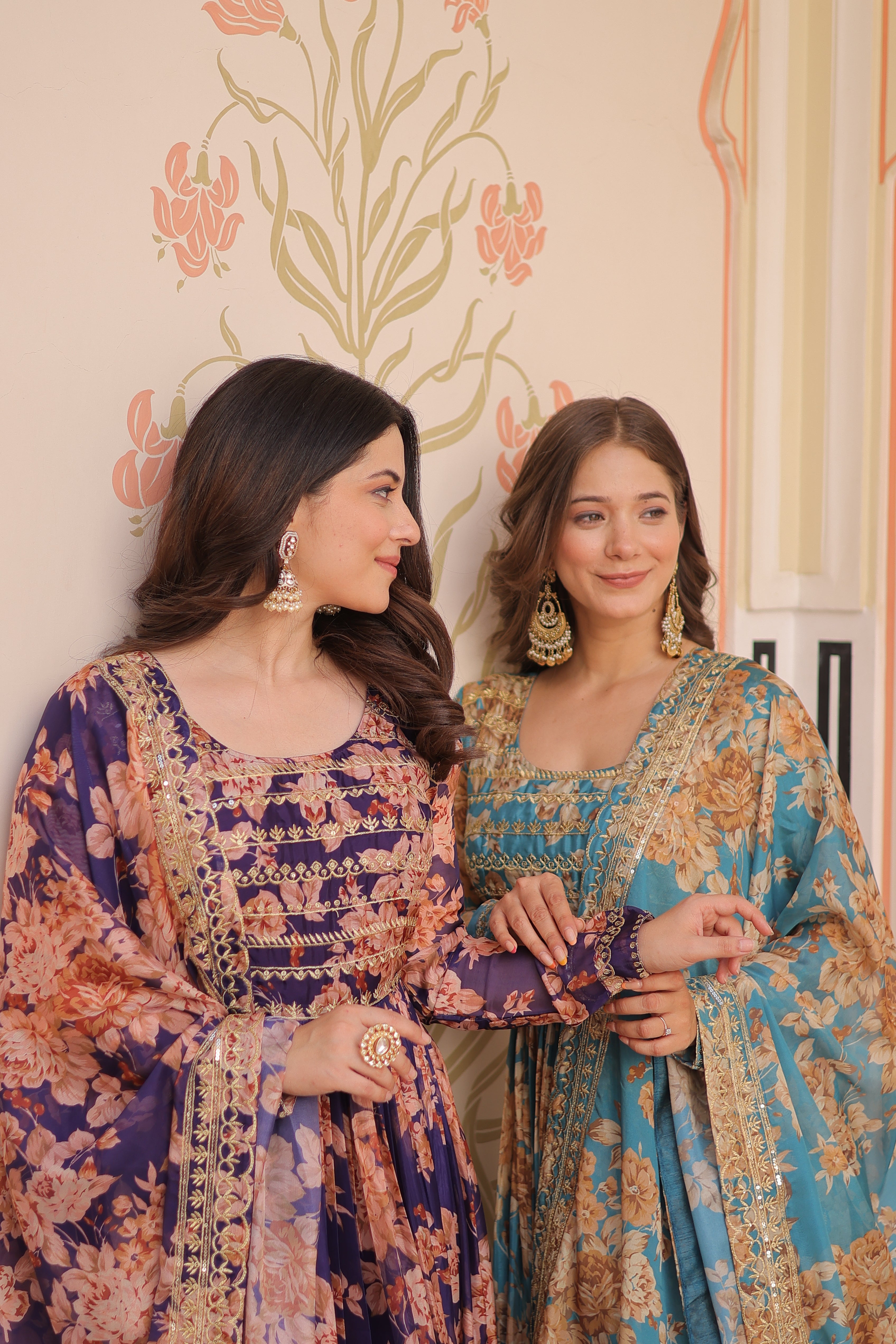 Silk Floral Printed Anarkali Gown With Dupatta