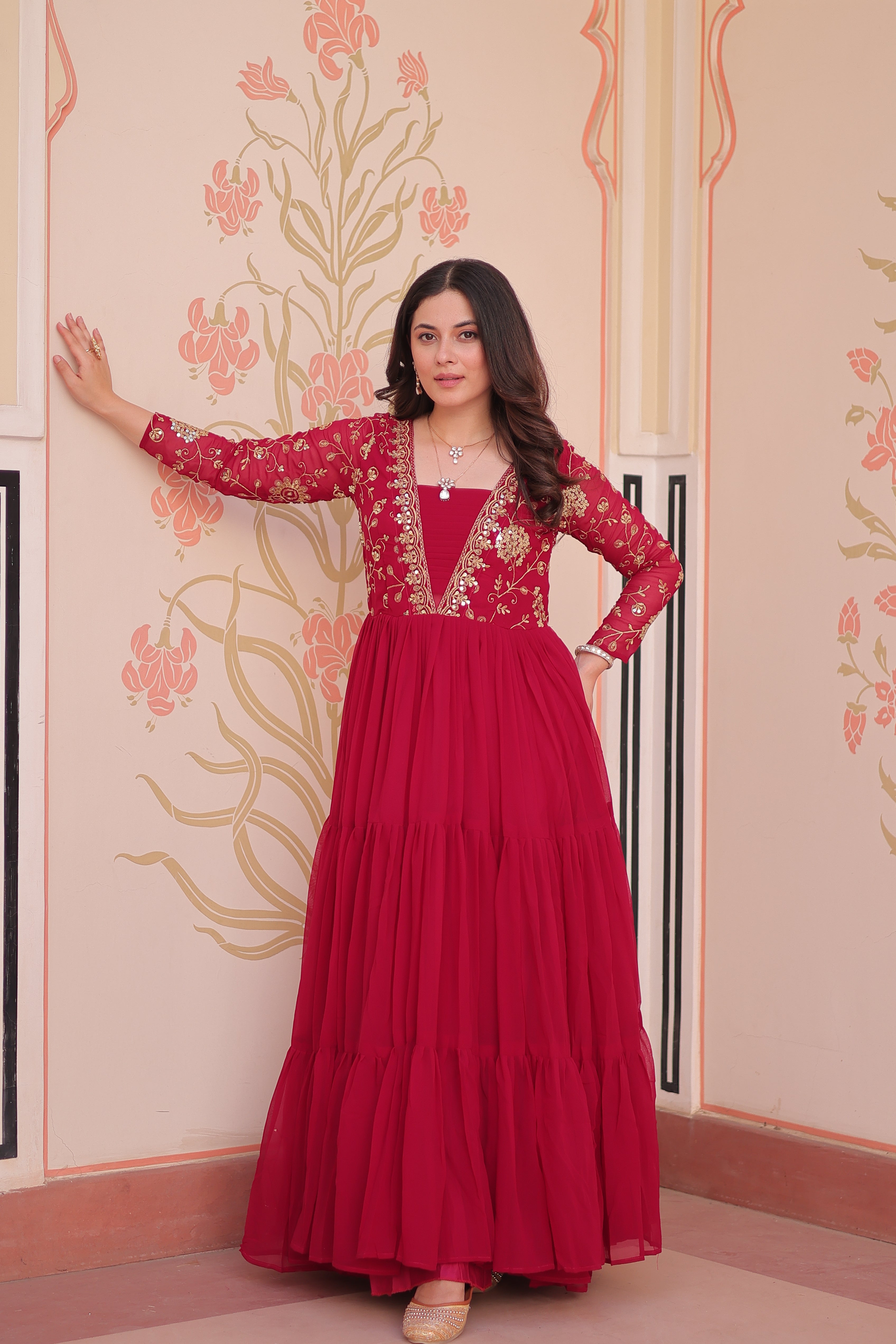Georgette Embroidered Party Wear Anarkali Gown for Women
