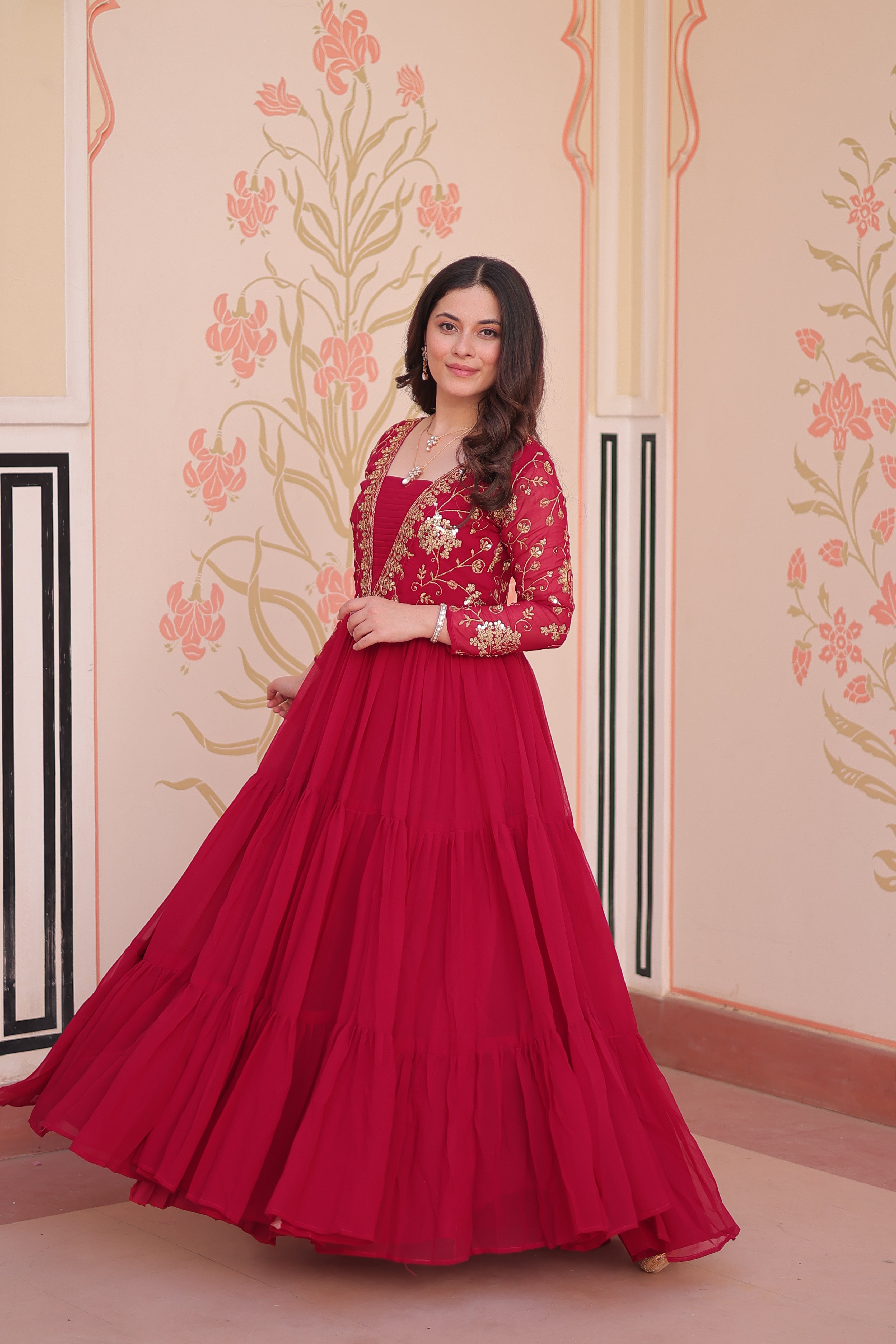 Georgette Embroidered Party Wear Anarkali Gown for Women