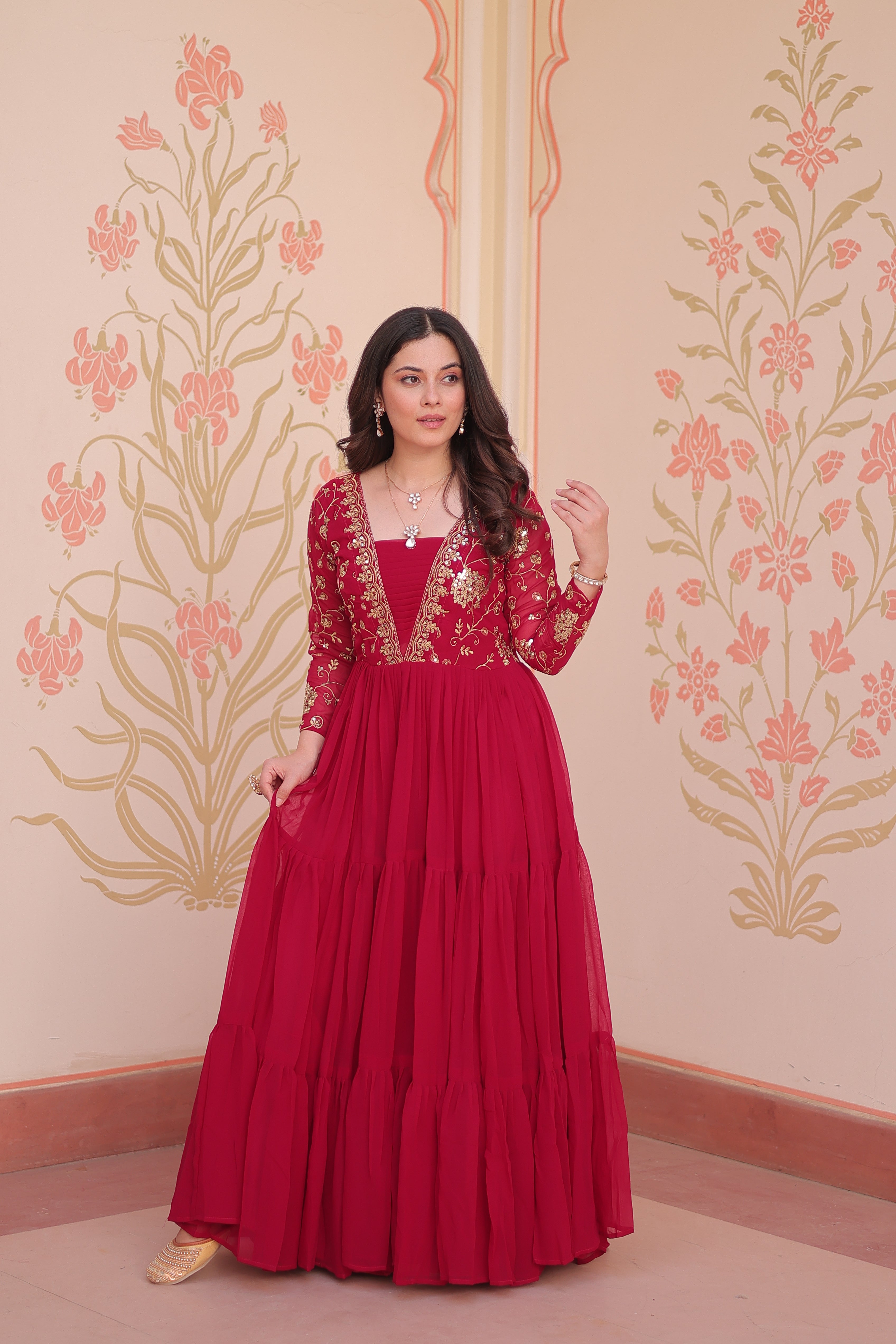 Georgette Embroidered Party Wear Anarkali Gown for Women