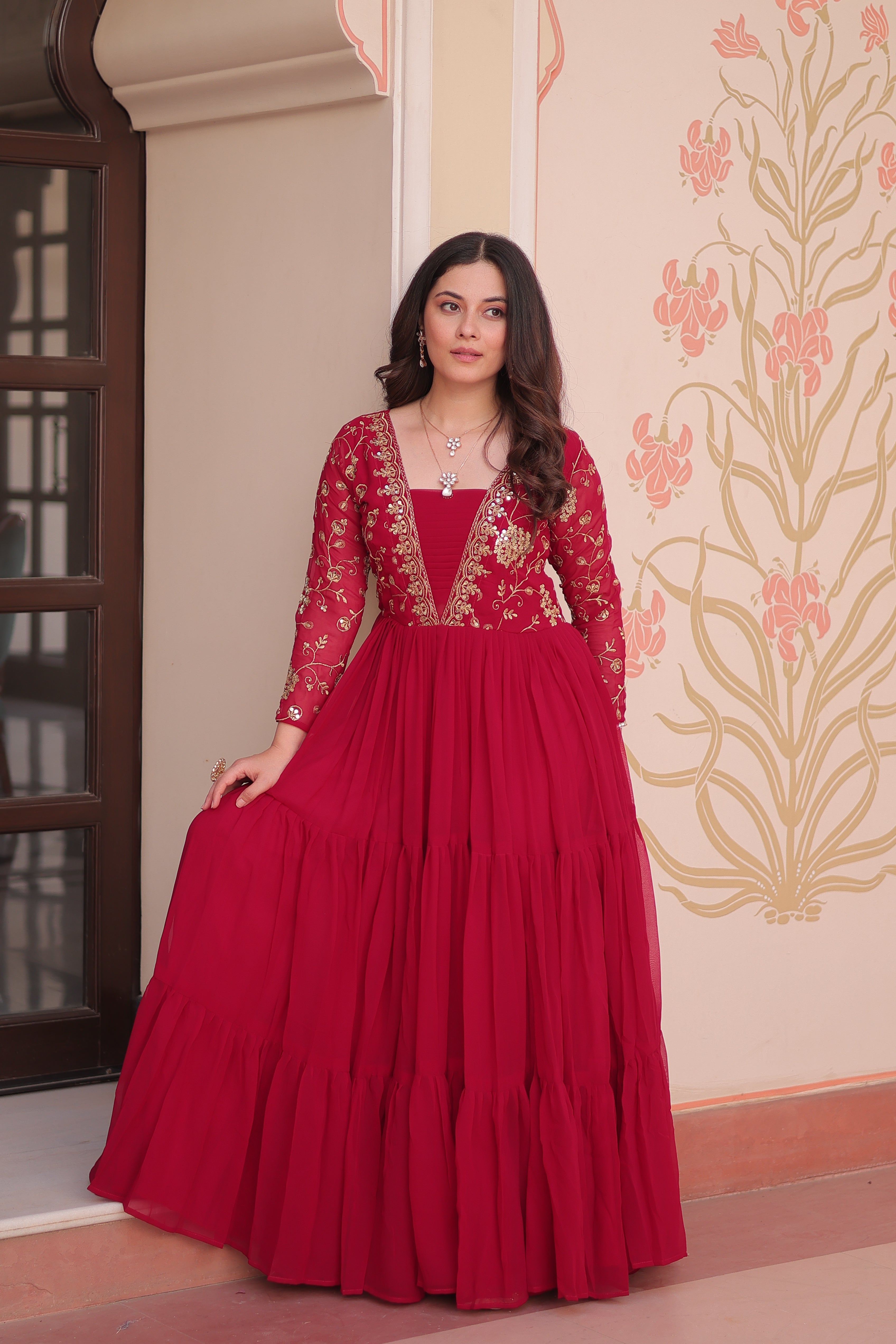 Georgette Embroidered Party Wear Anarkali Gown for Women