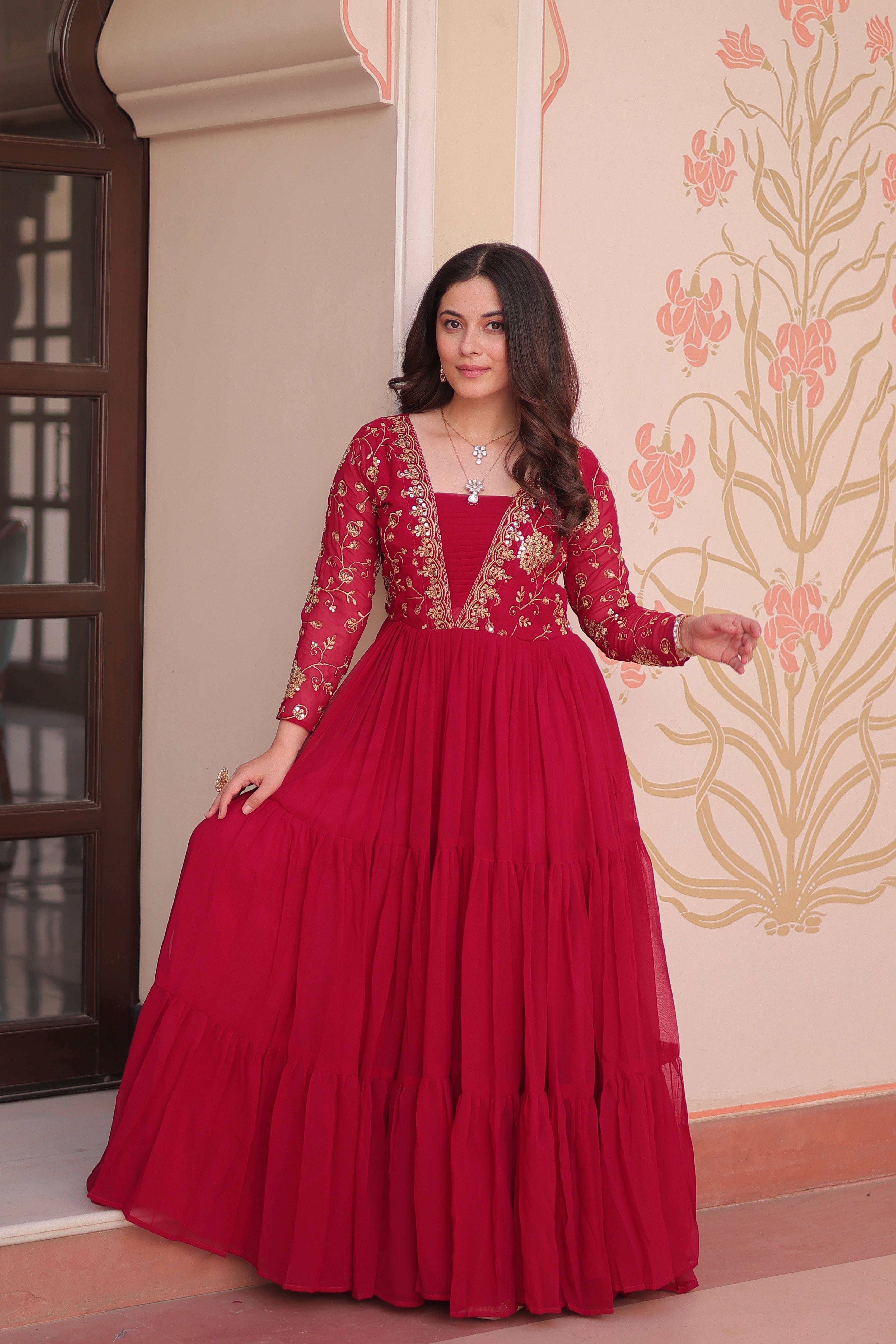 Georgette Embroidered Party Wear Anarkali Gown for Women