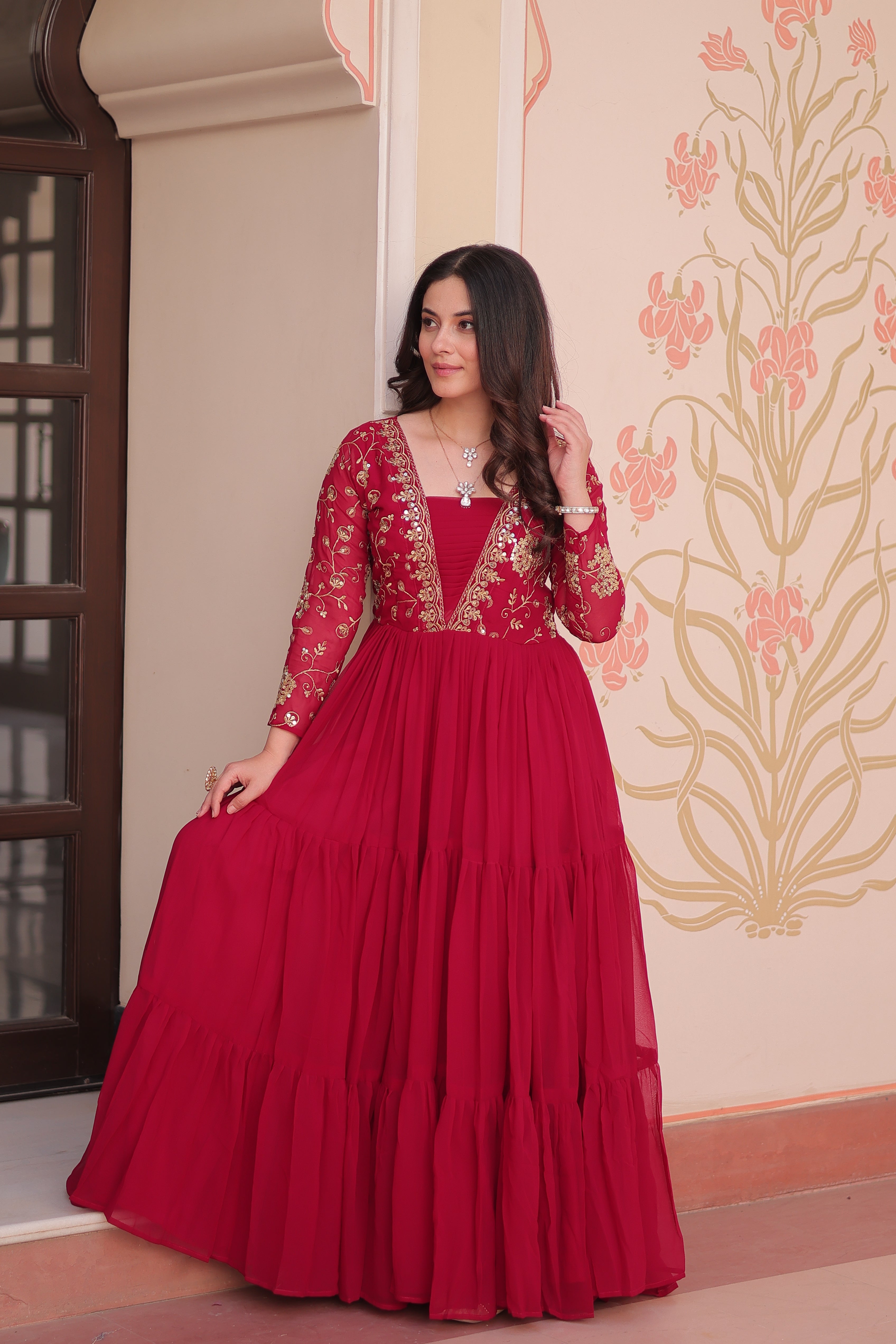 Georgette Embroidered Party Wear Anarkali Gown for Women
