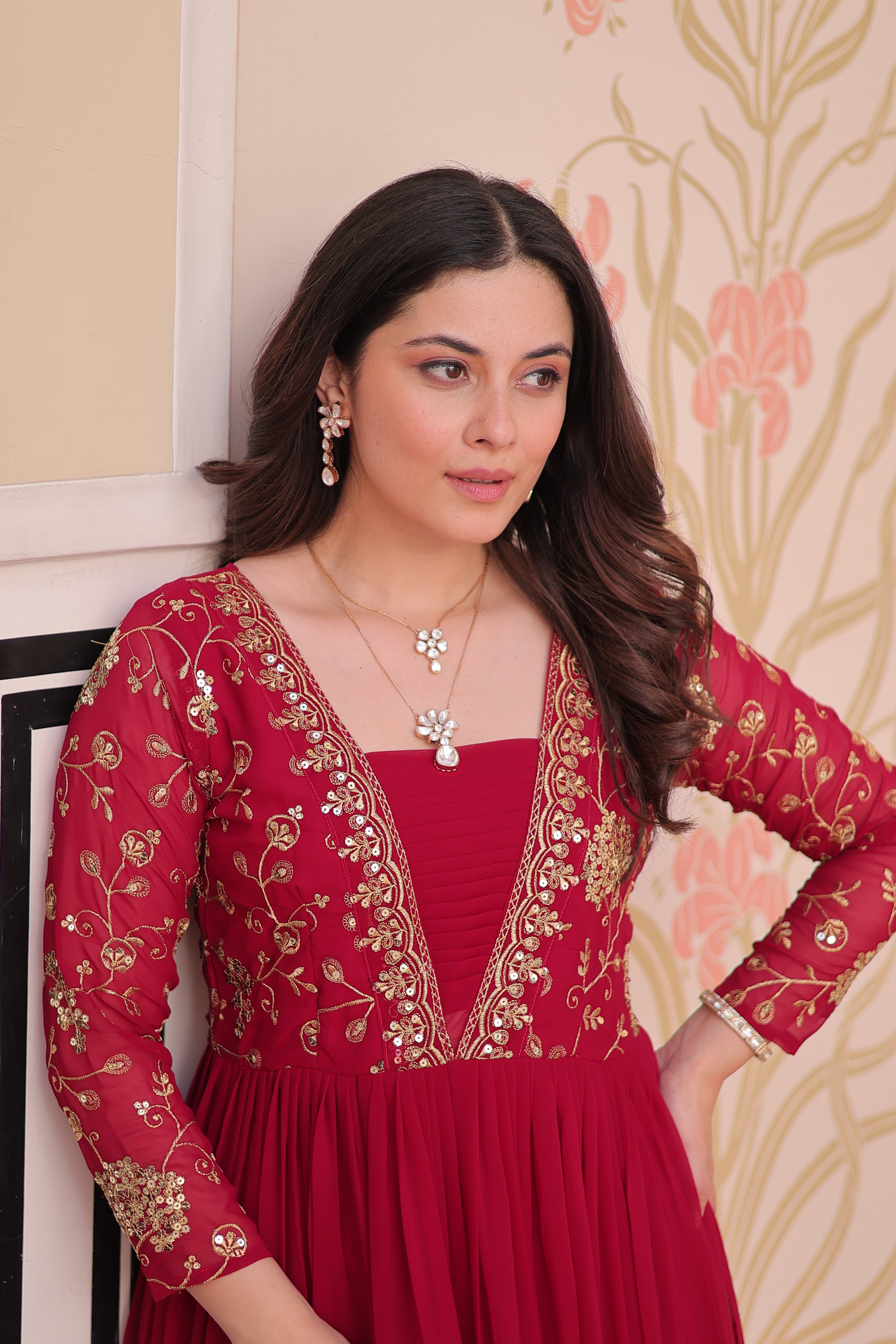 Georgette Embroidered Party Wear Anarkali Gown for Women