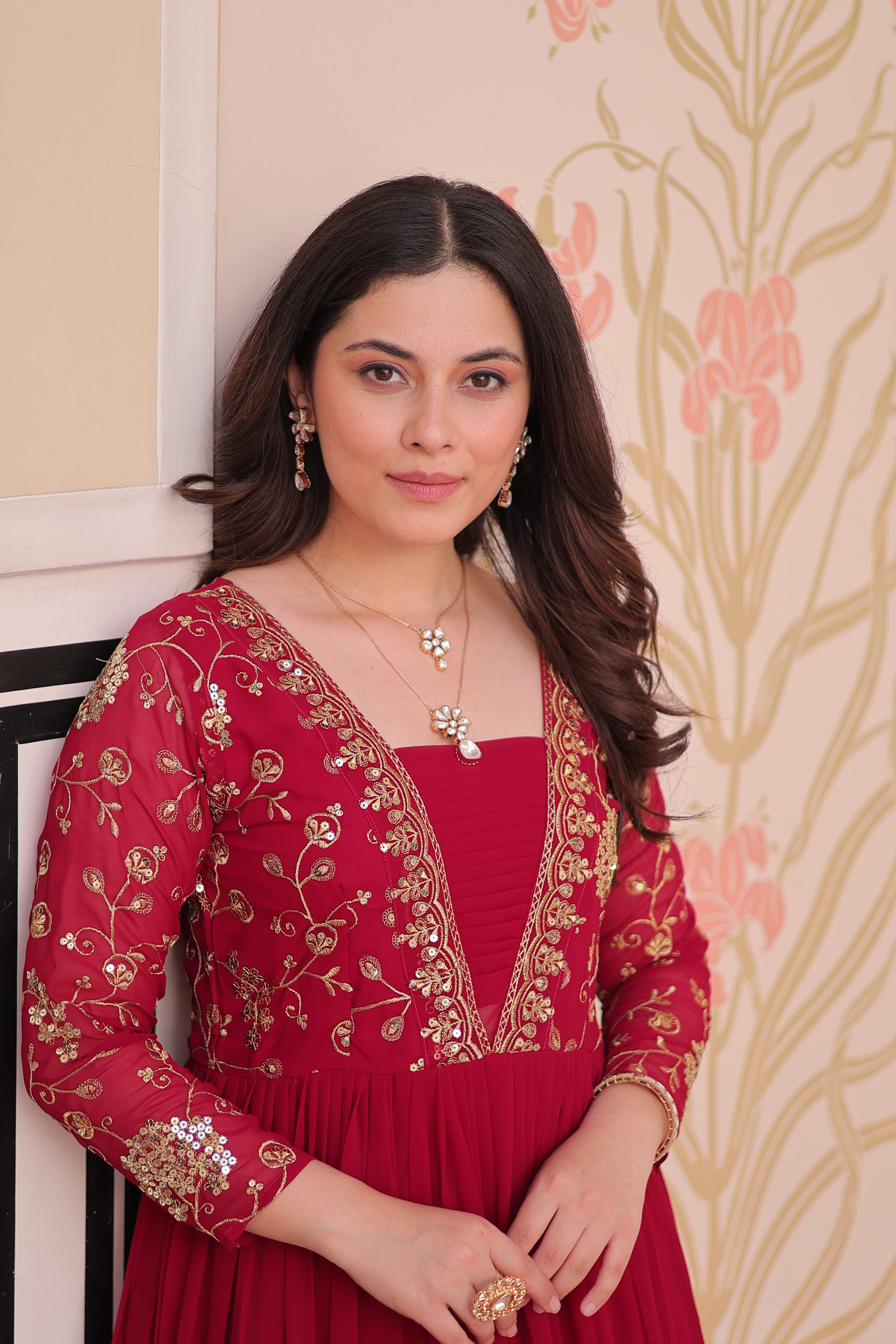 Georgette Embroidered Party Wear Anarkali Gown for Women