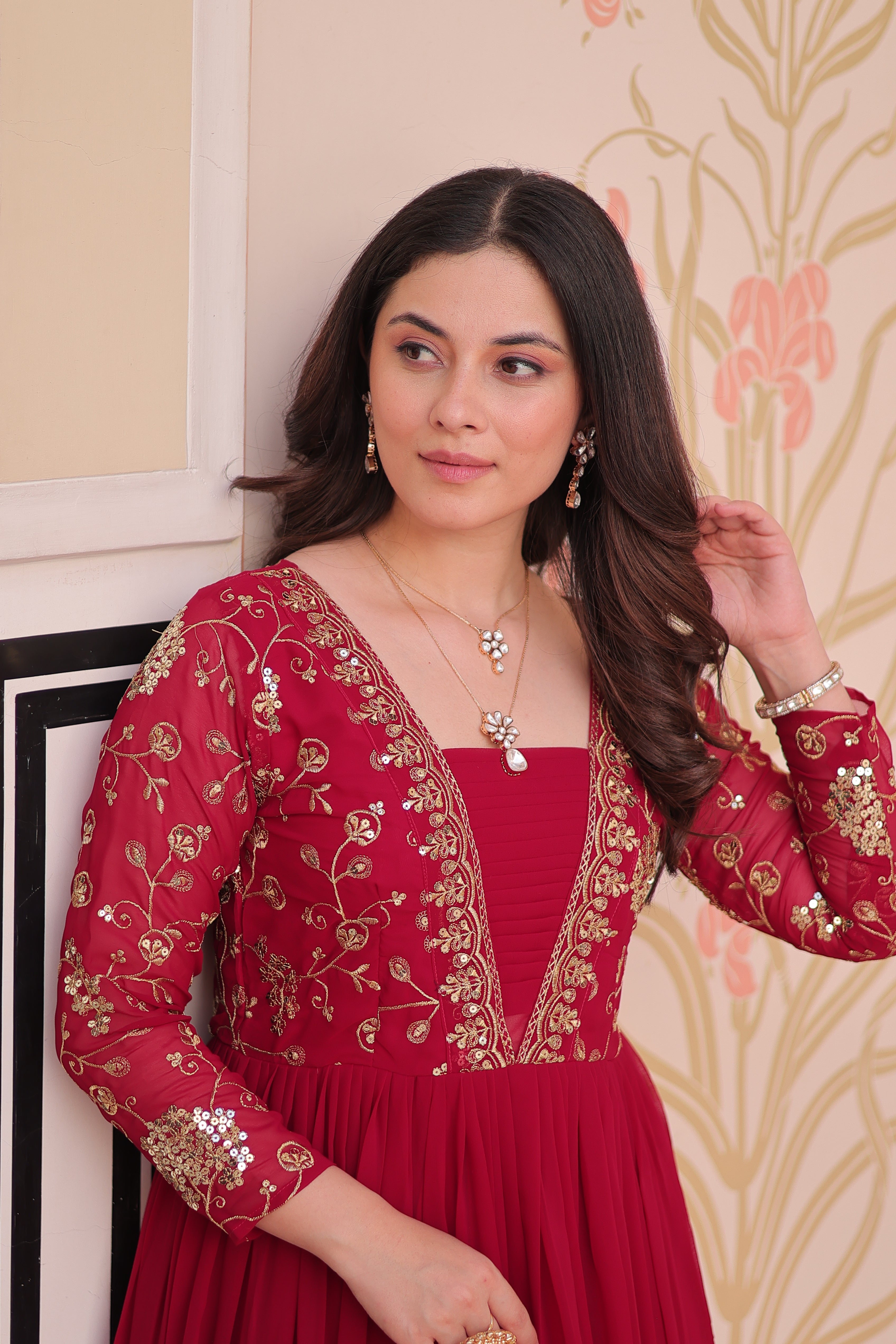 Georgette Embroidered Party Wear Anarkali Gown for Women