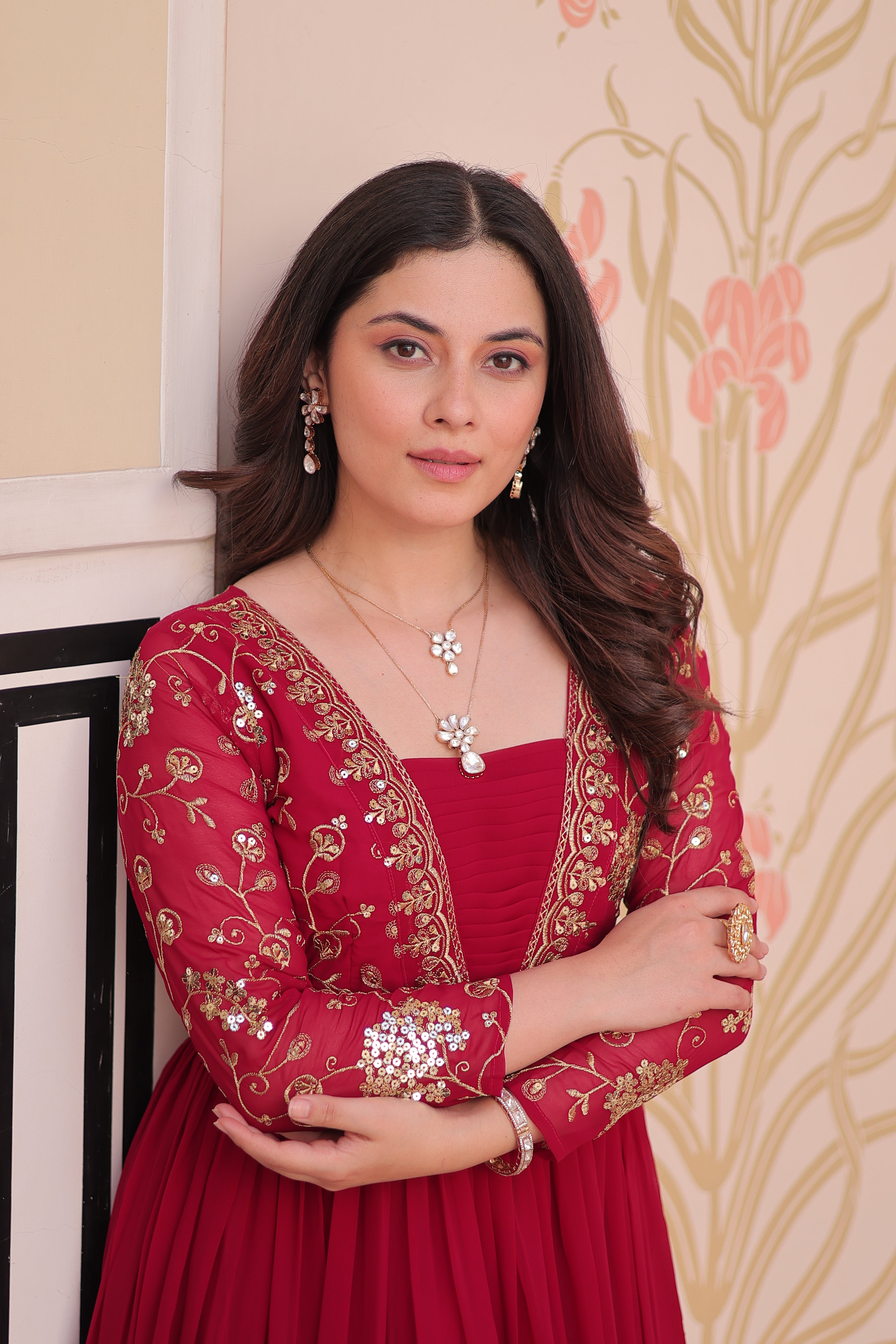 Georgette Embroidered Party Wear Anarkali Gown for Women
