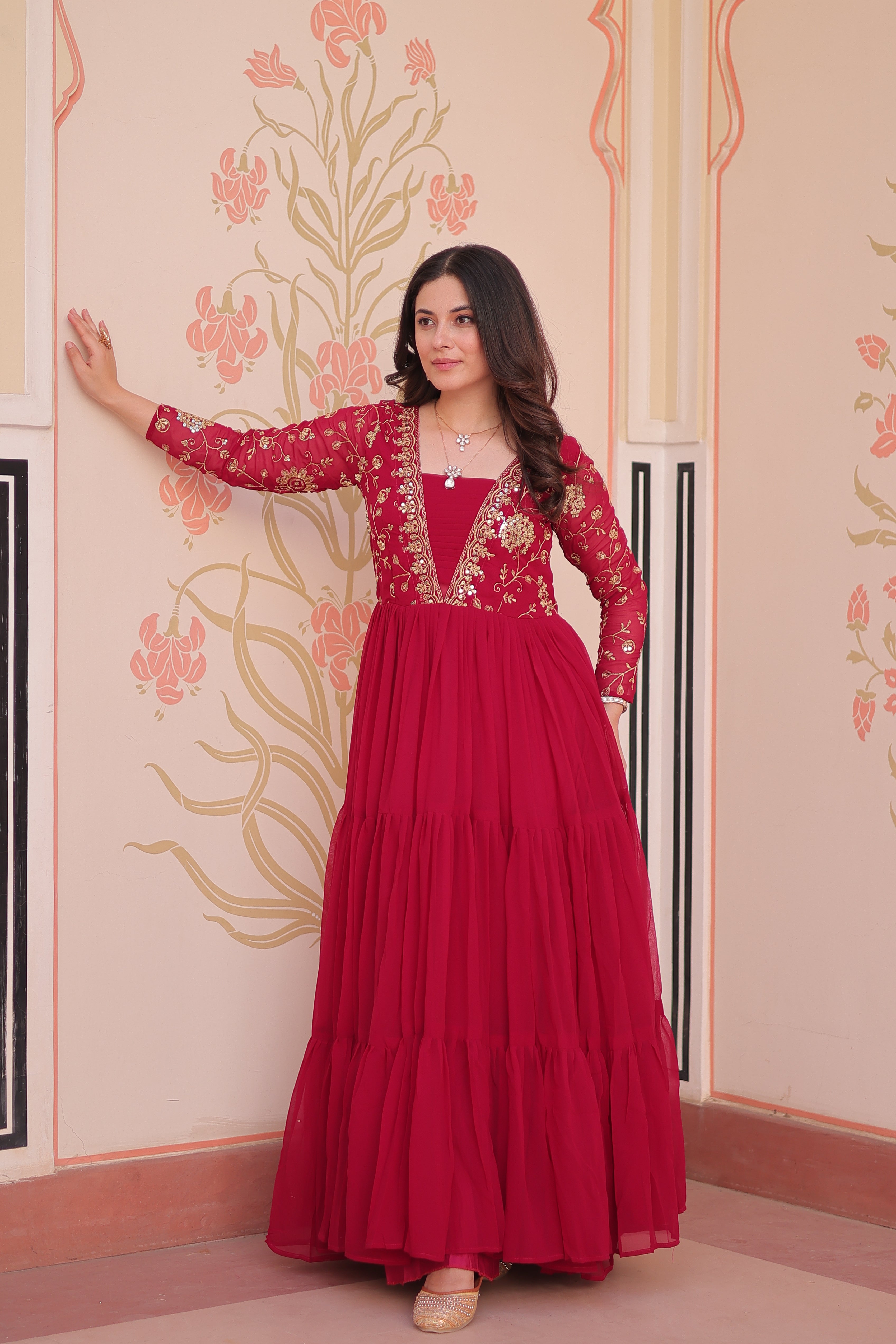 Georgette Embroidered Party Wear Anarkali Gown for Women