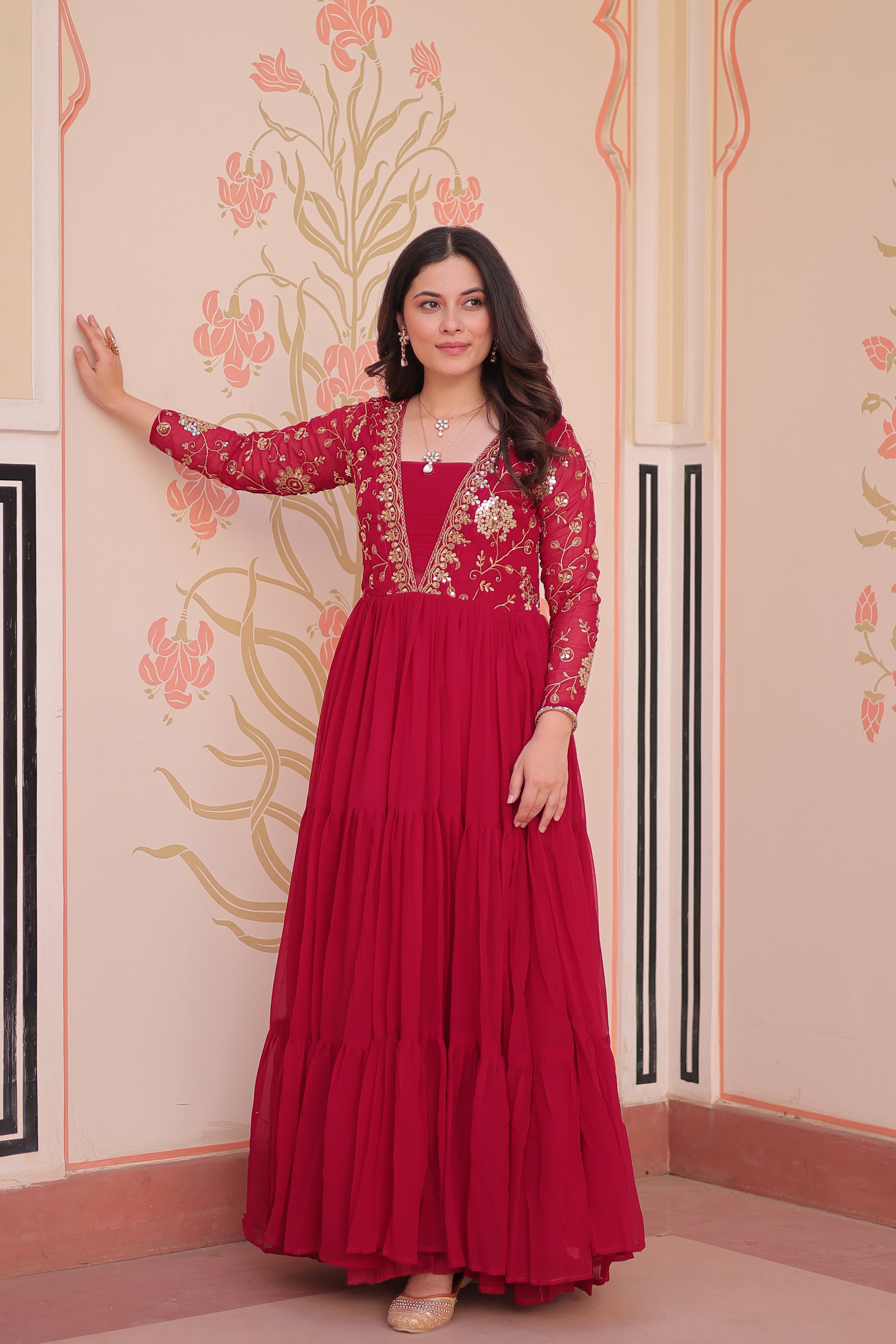 Georgette Embroidered Party Wear Anarkali Gown for Women