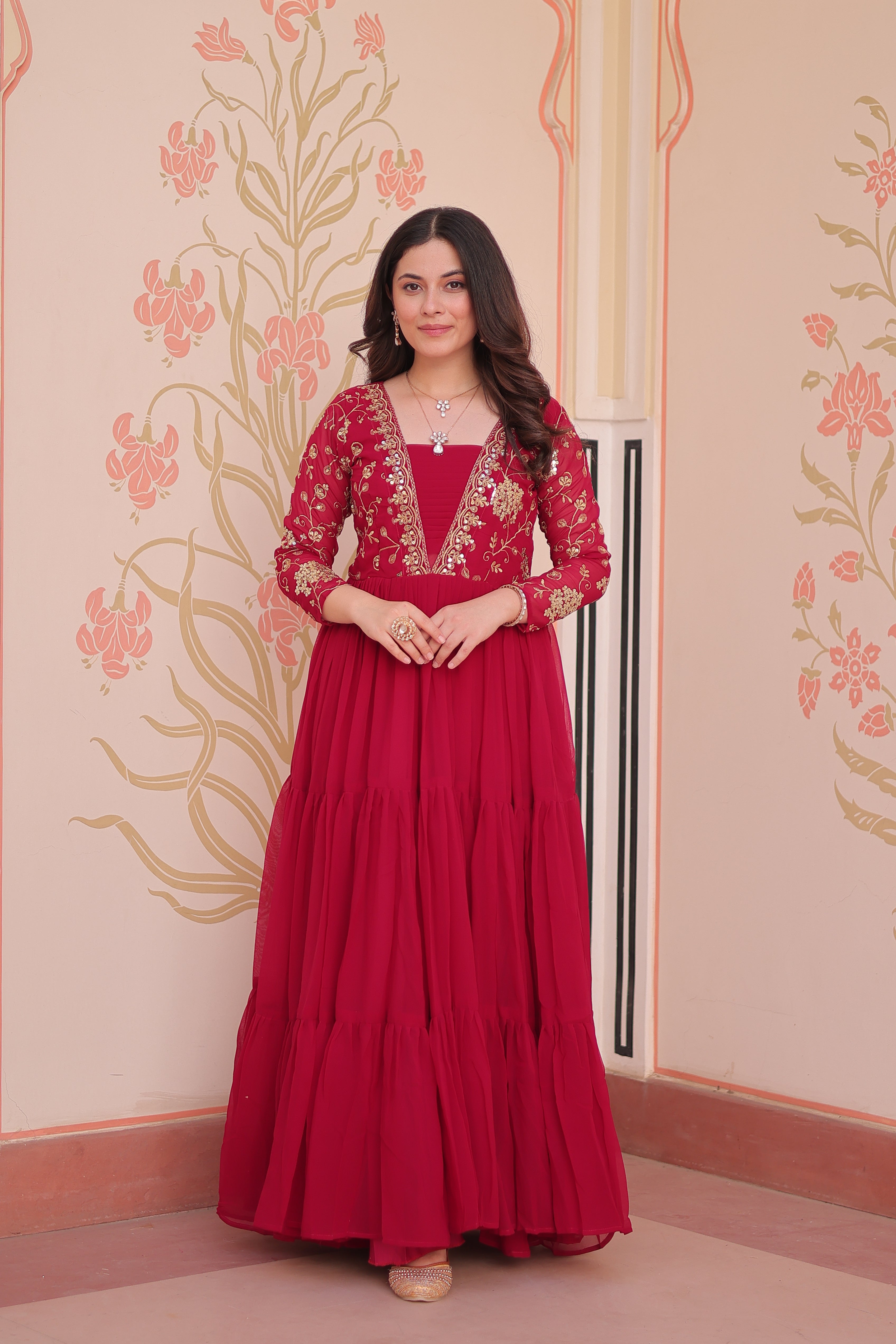 Georgette Embroidered Party Wear Anarkali Gown for Women