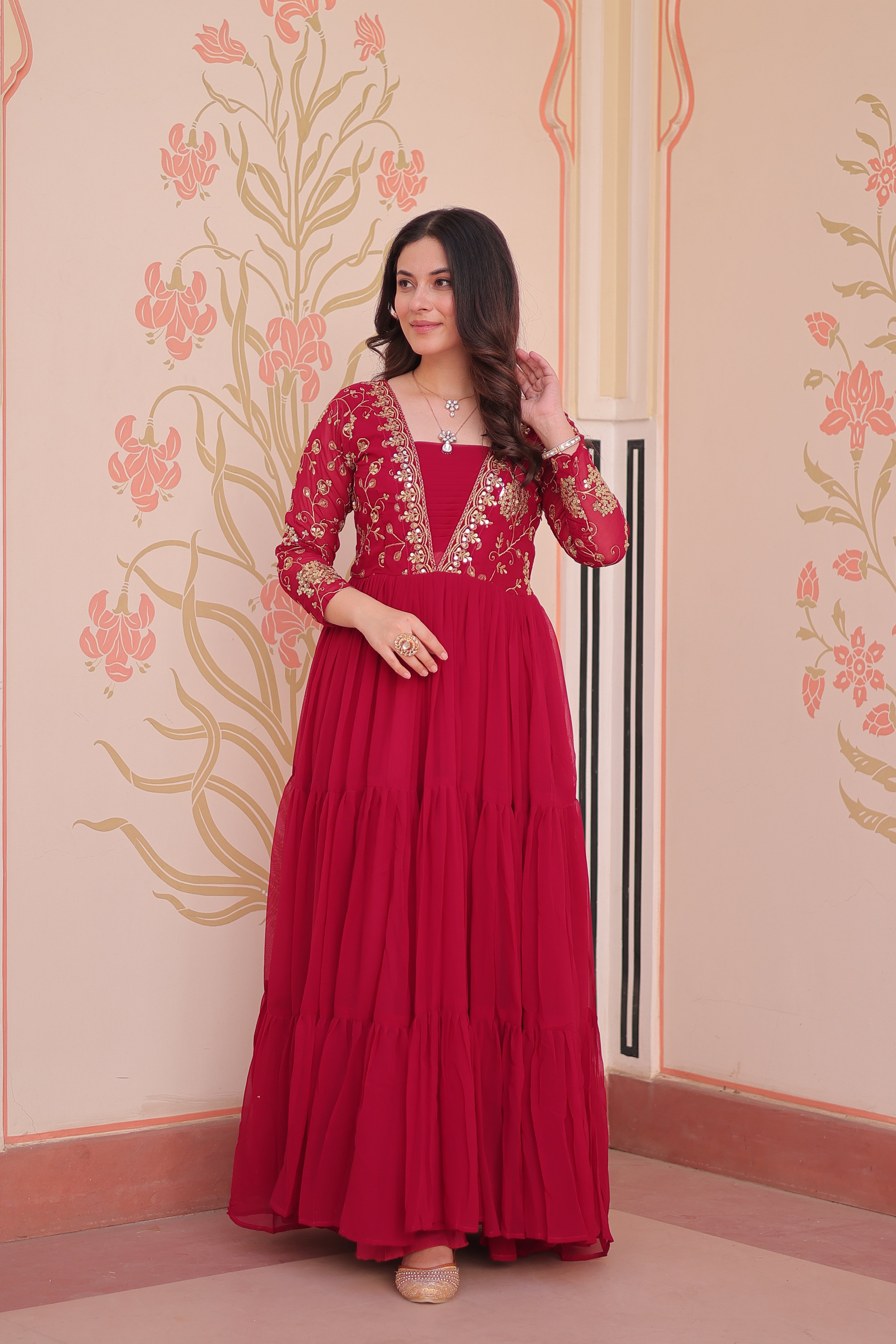 Georgette Embroidered Party Wear Anarkali Gown for Women