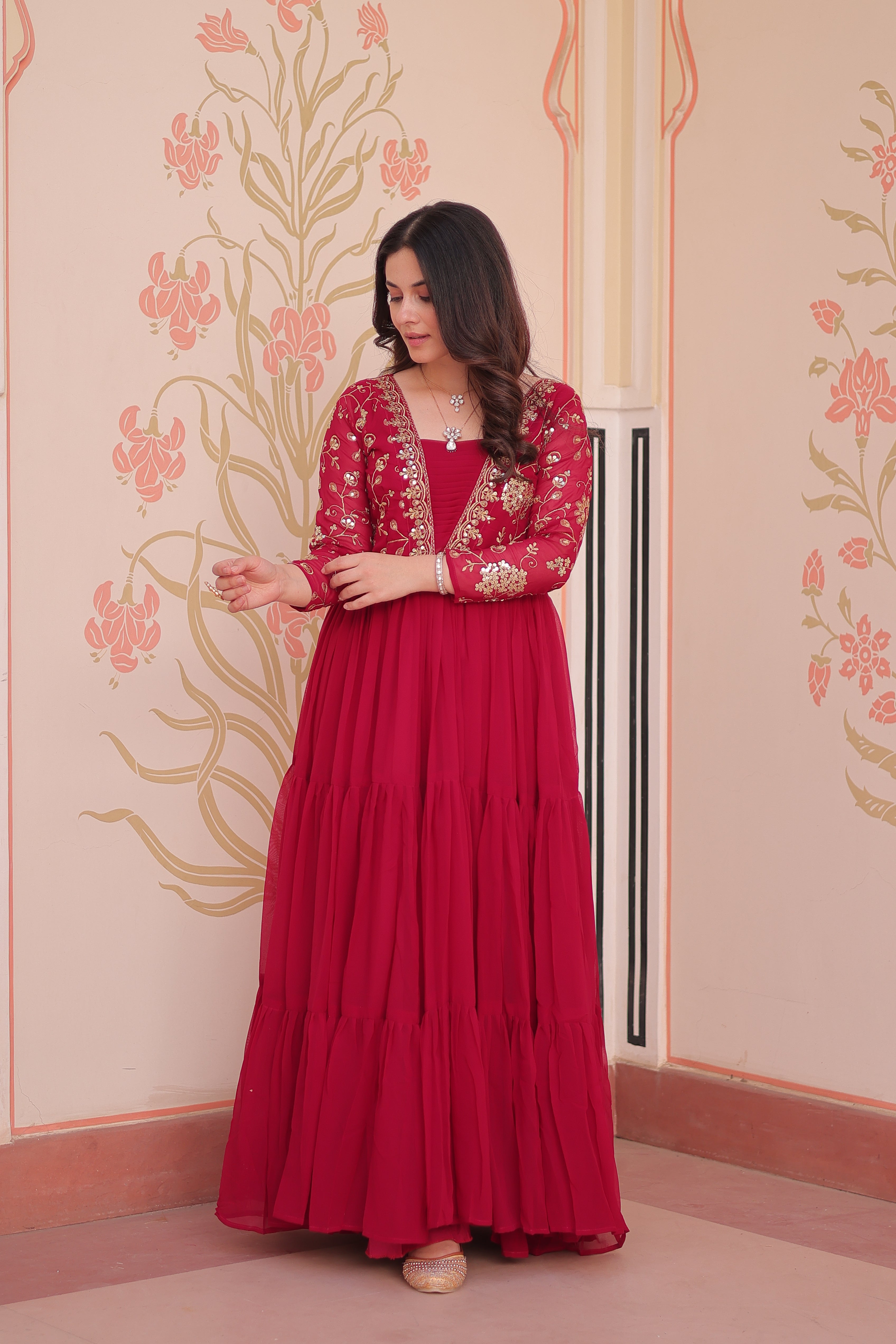 Georgette Embroidered Party Wear Anarkali Gown for Women