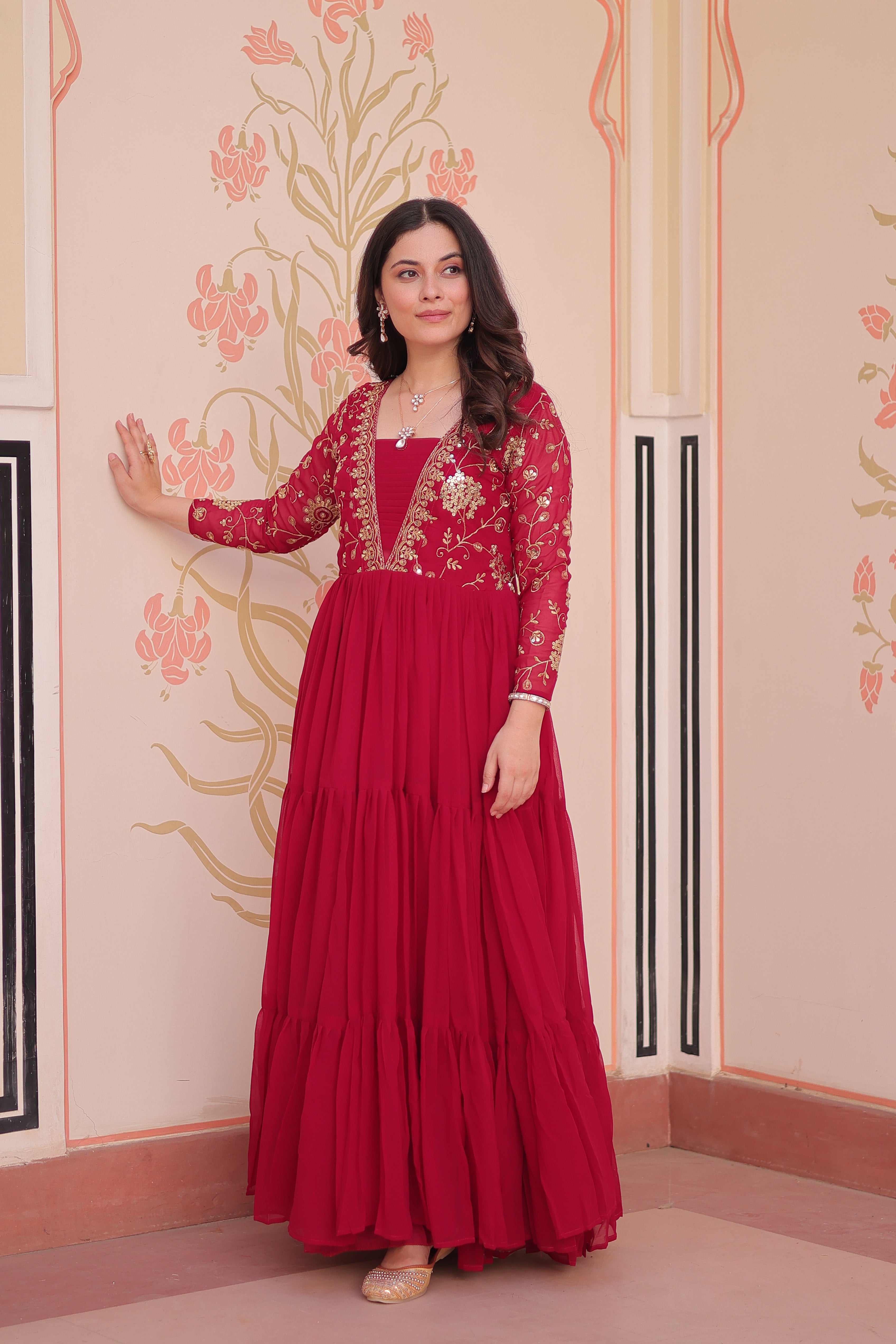 Georgette Embroidered Party Wear Anarkali Gown for Women