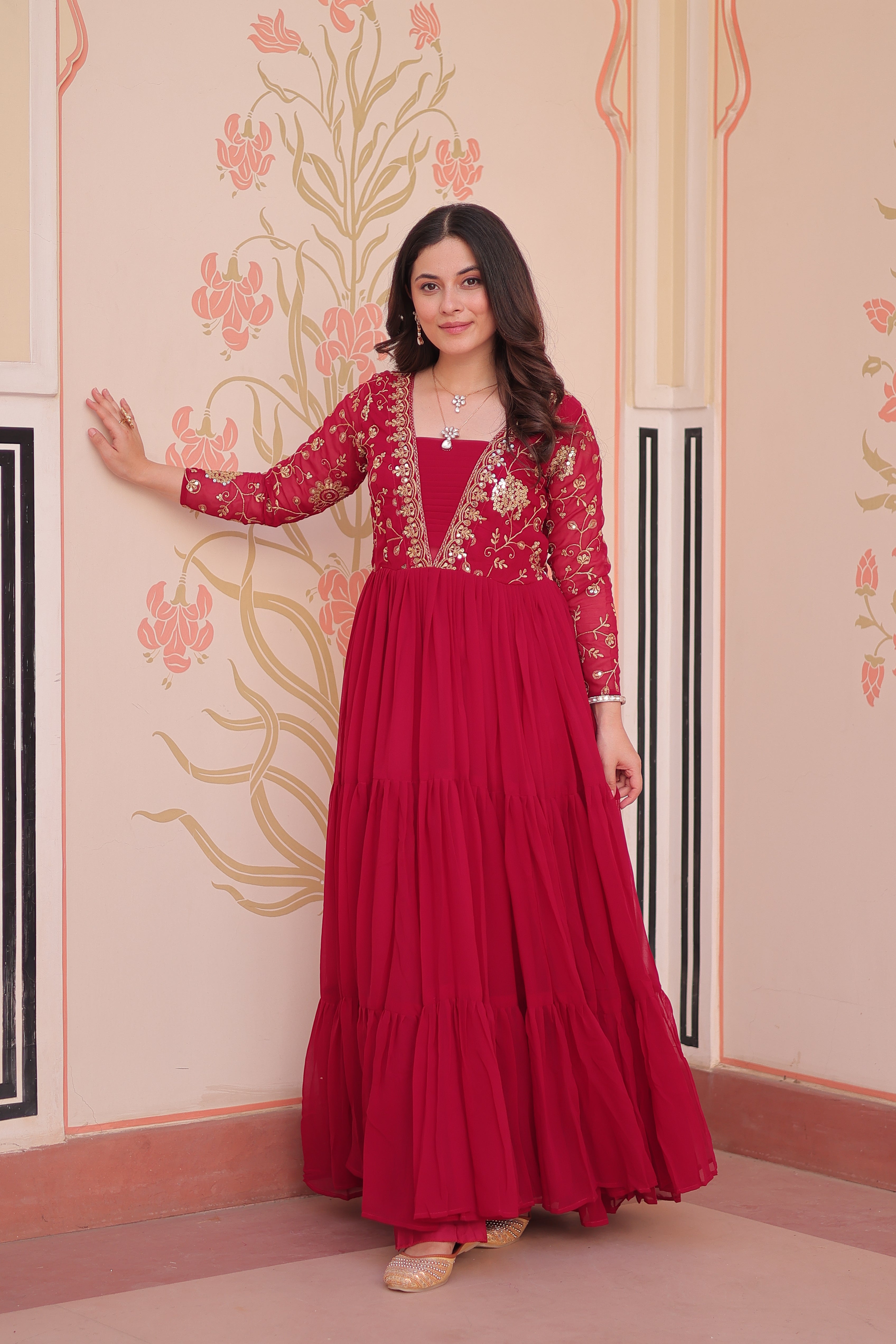 Georgette Embroidered Party Wear Anarkali Gown for Women