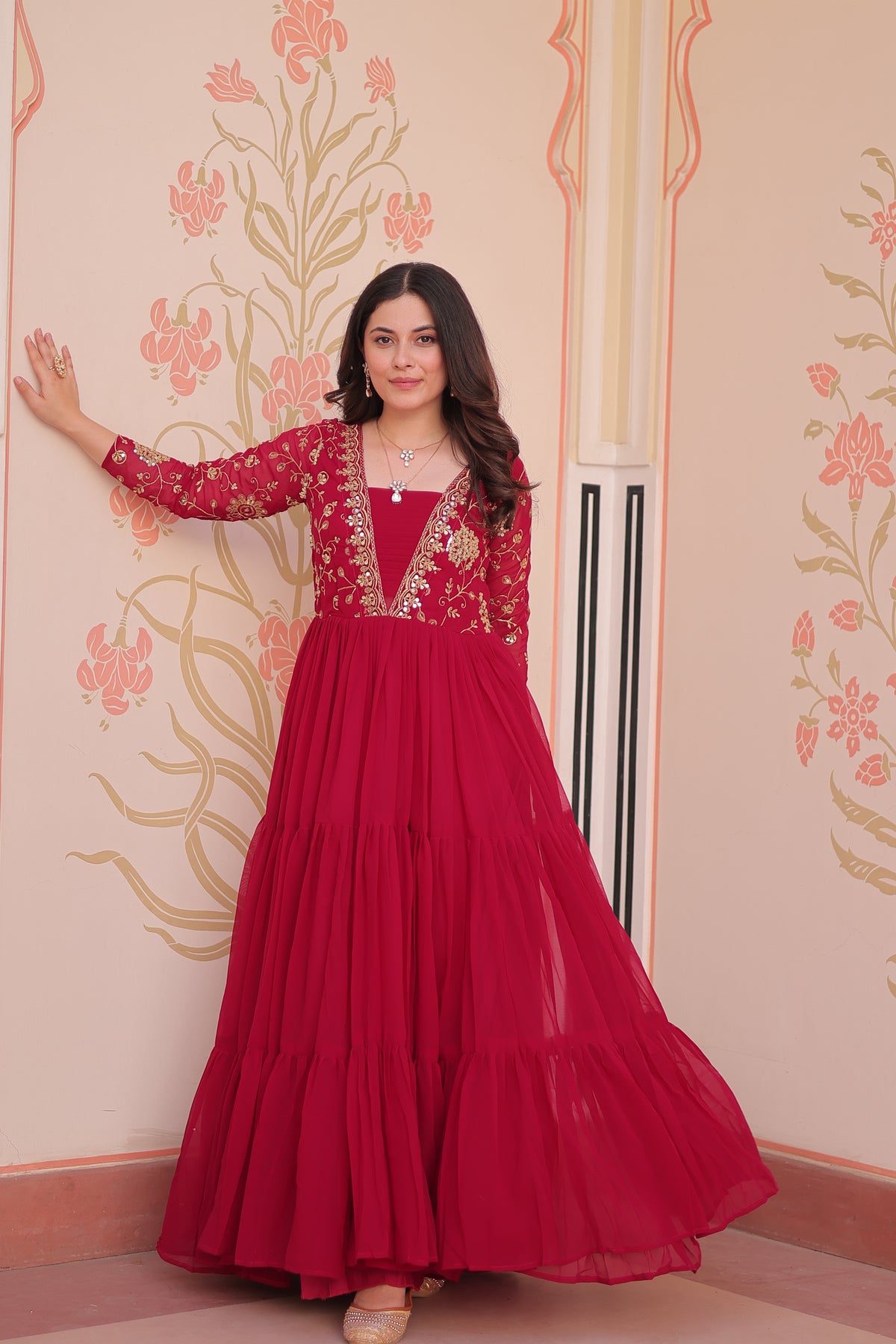 Georgette Embroidered Party Wear Anarkali Gown for Women