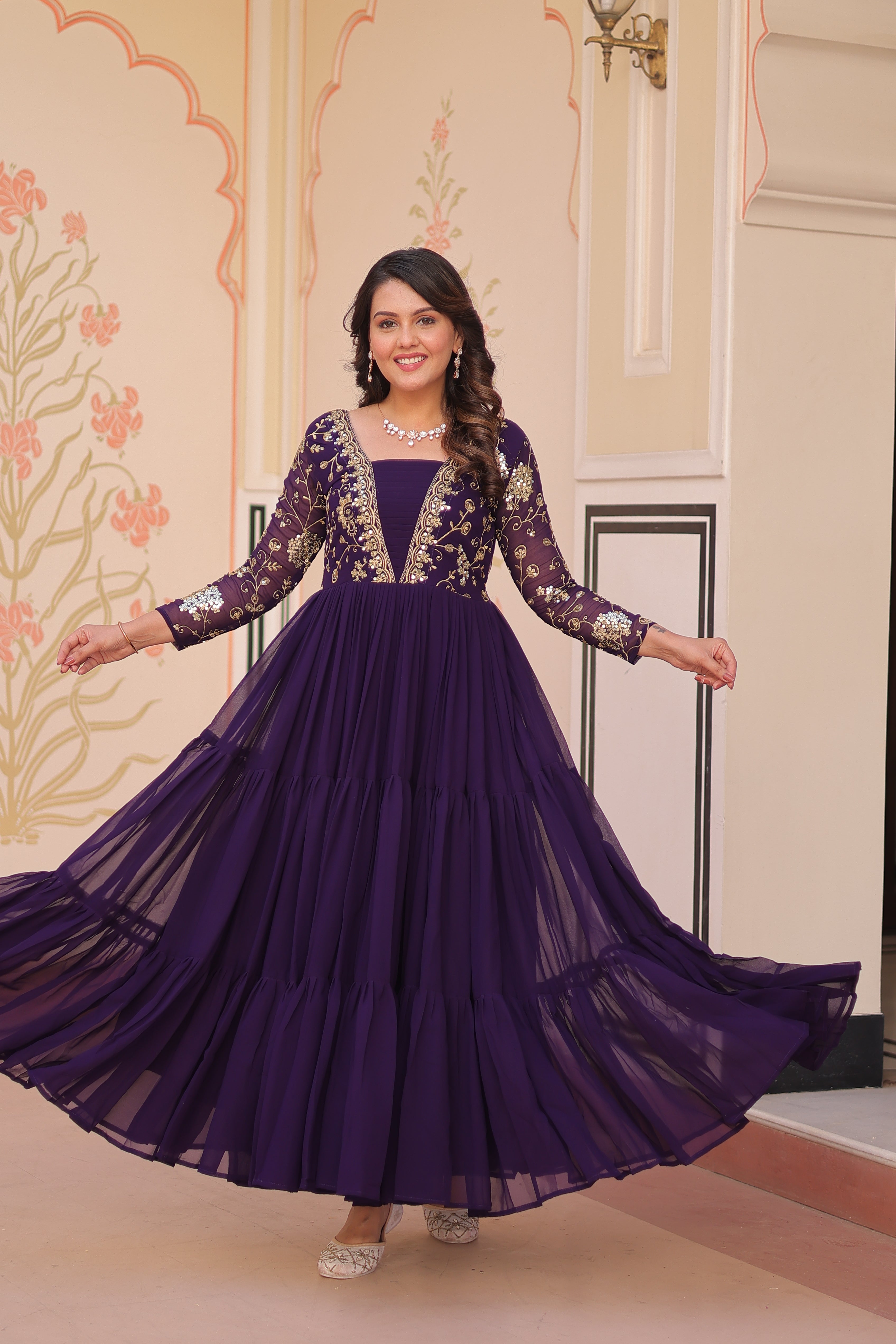 Georgette Embroidered Party Wear Anarkali Gown for Women
