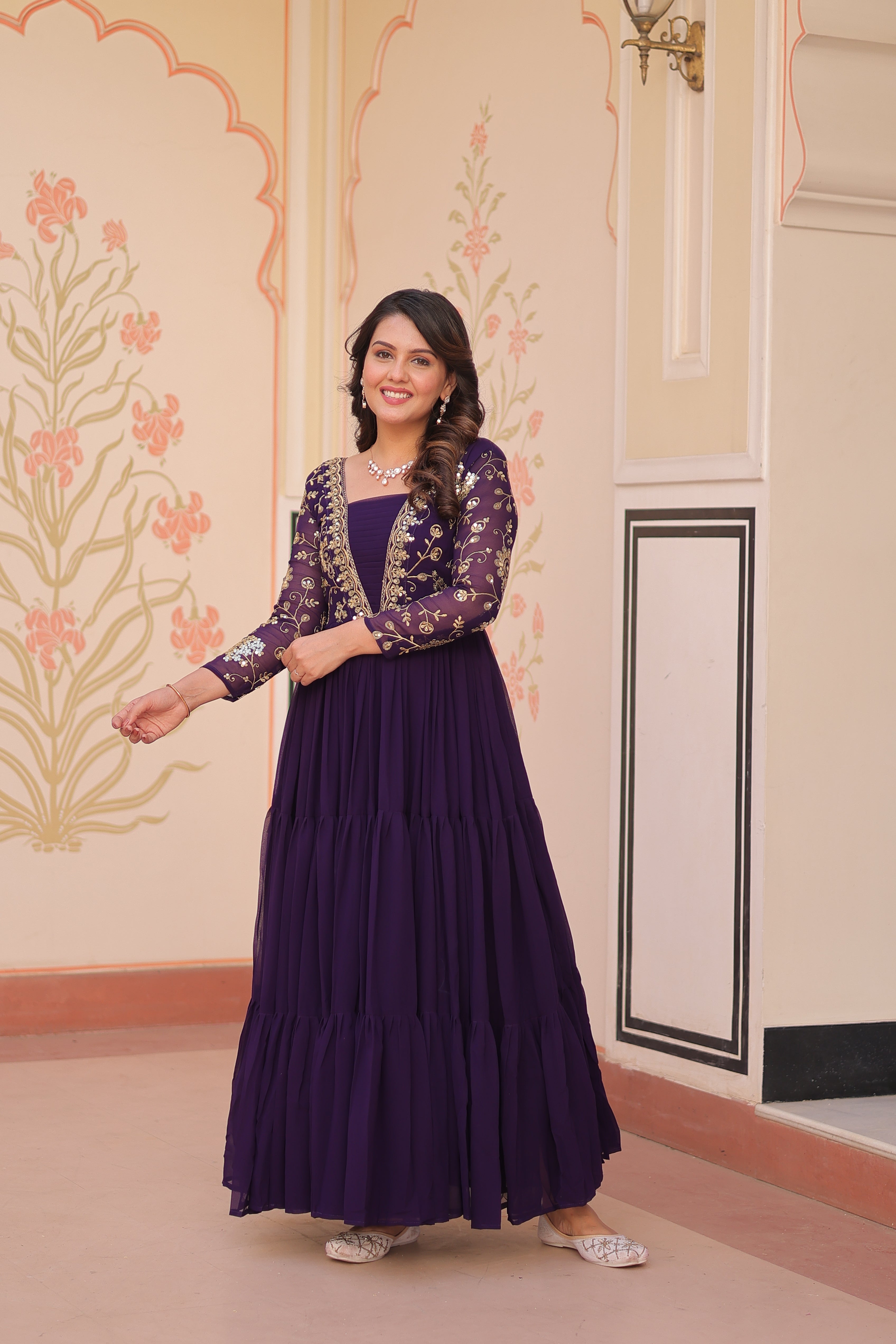 Georgette Embroidered Party Wear Anarkali Gown for Women