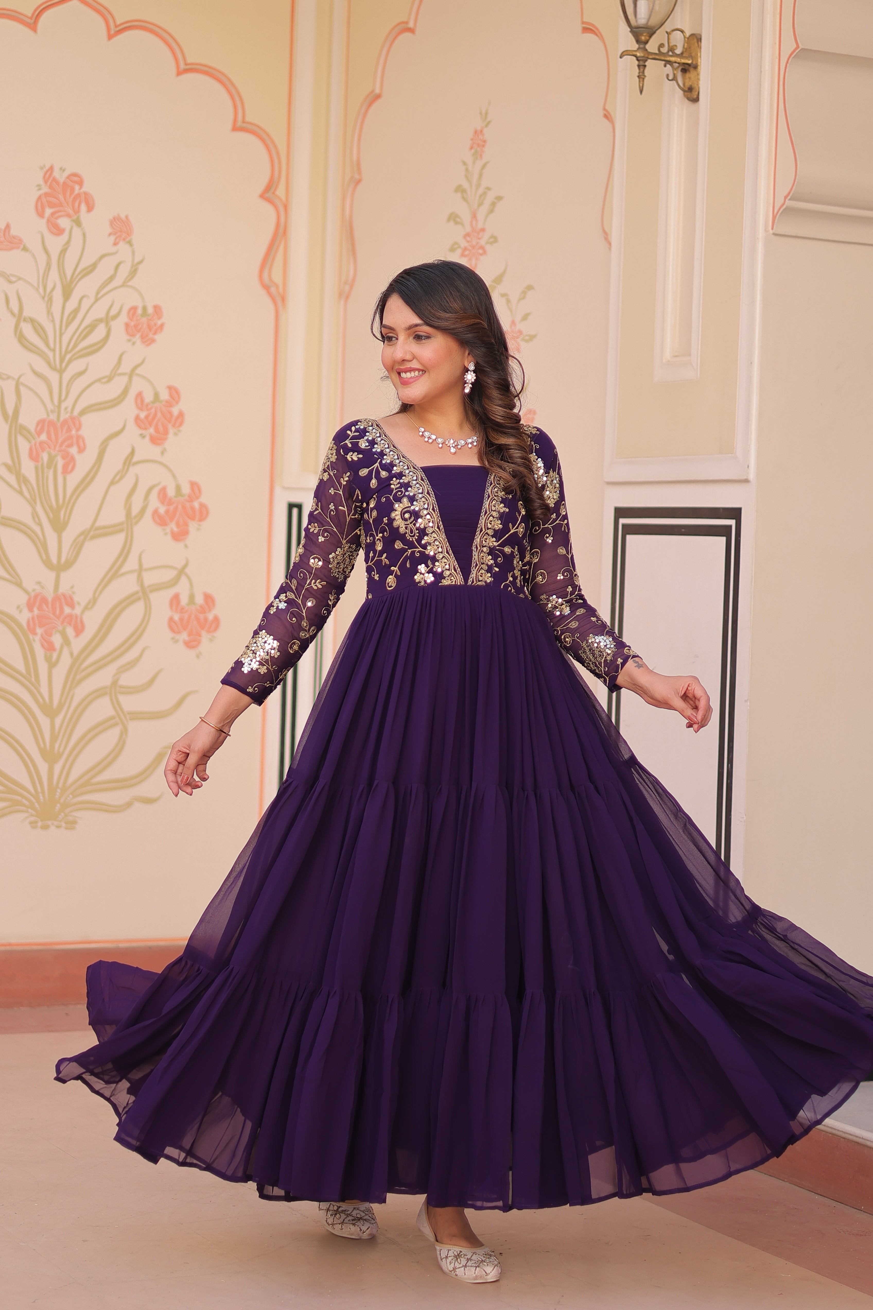 Georgette Embroidered Party Wear Anarkali Gown for Women
