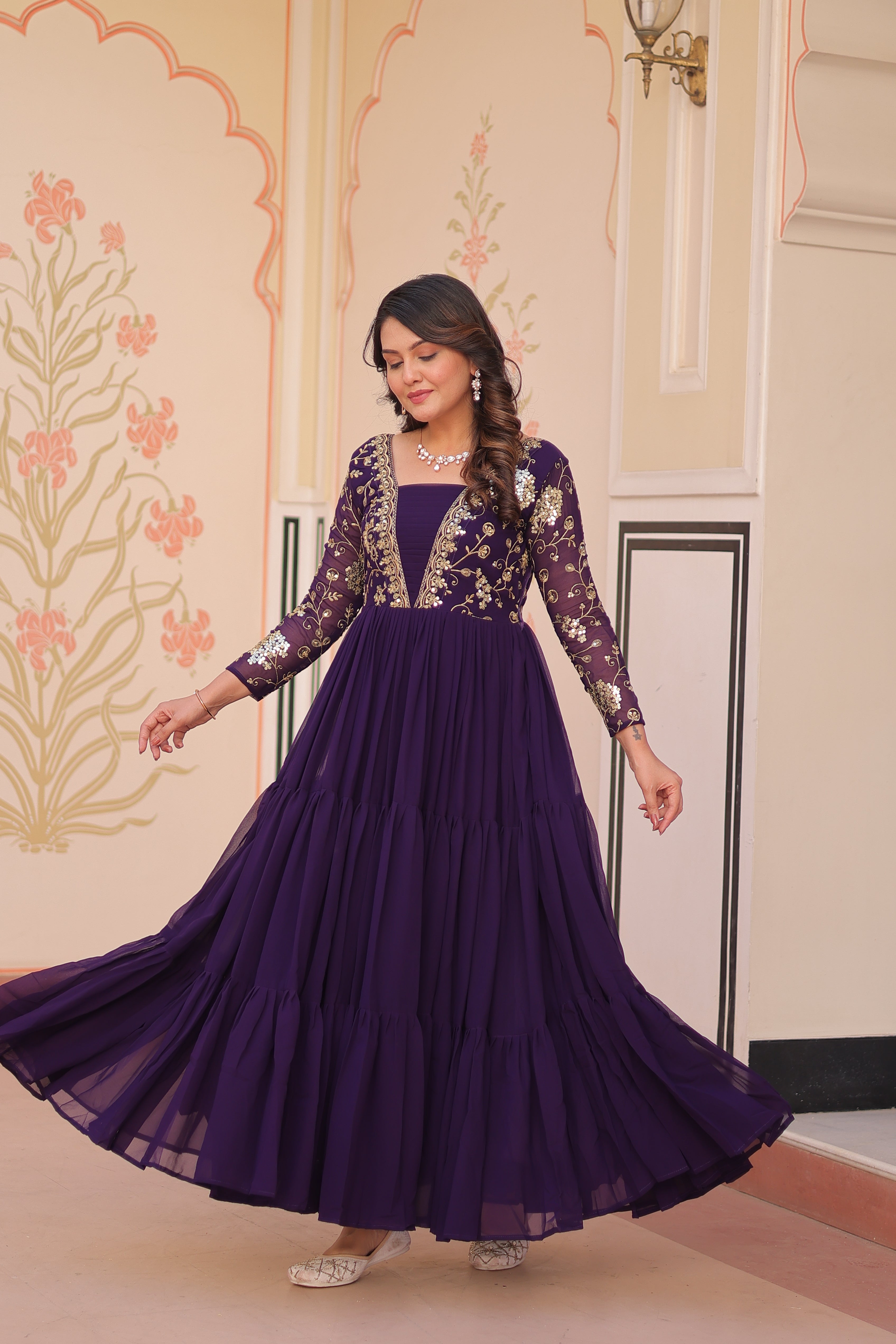 Georgette Embroidered Party Wear Anarkali Gown for Women