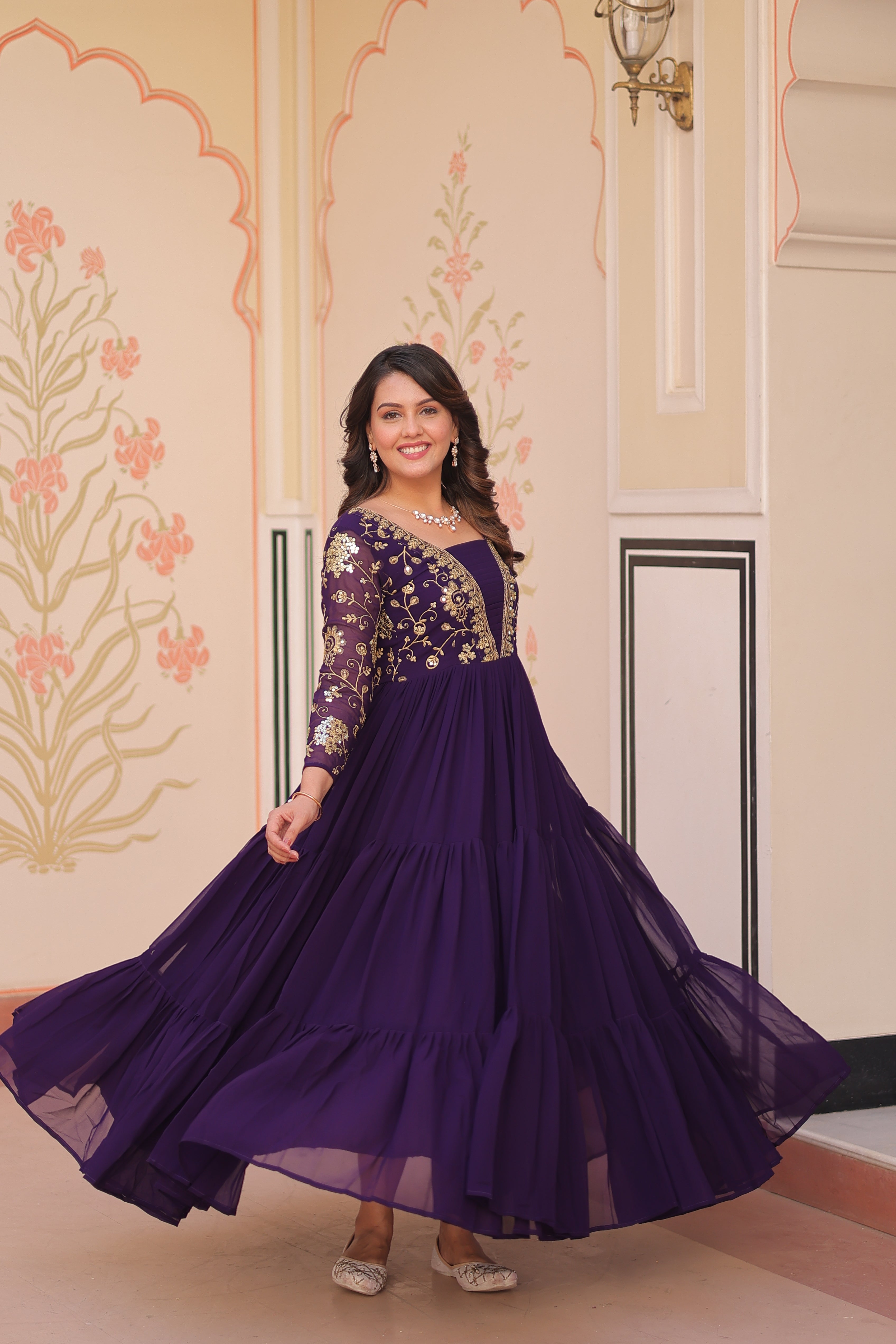 Georgette Embroidered Party Wear Anarkali Gown for Women