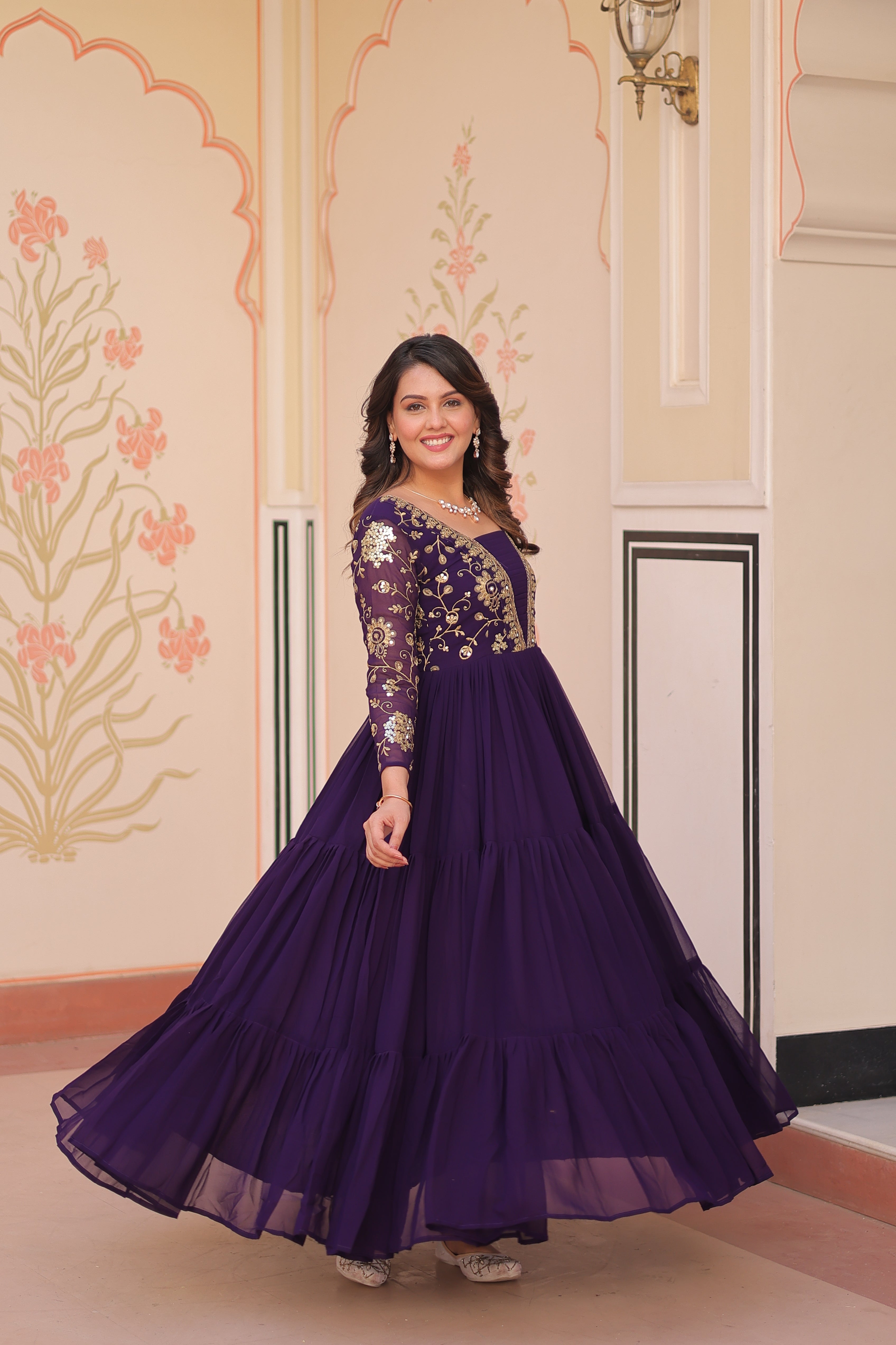 Georgette Embroidered Party Wear Anarkali Gown for Women