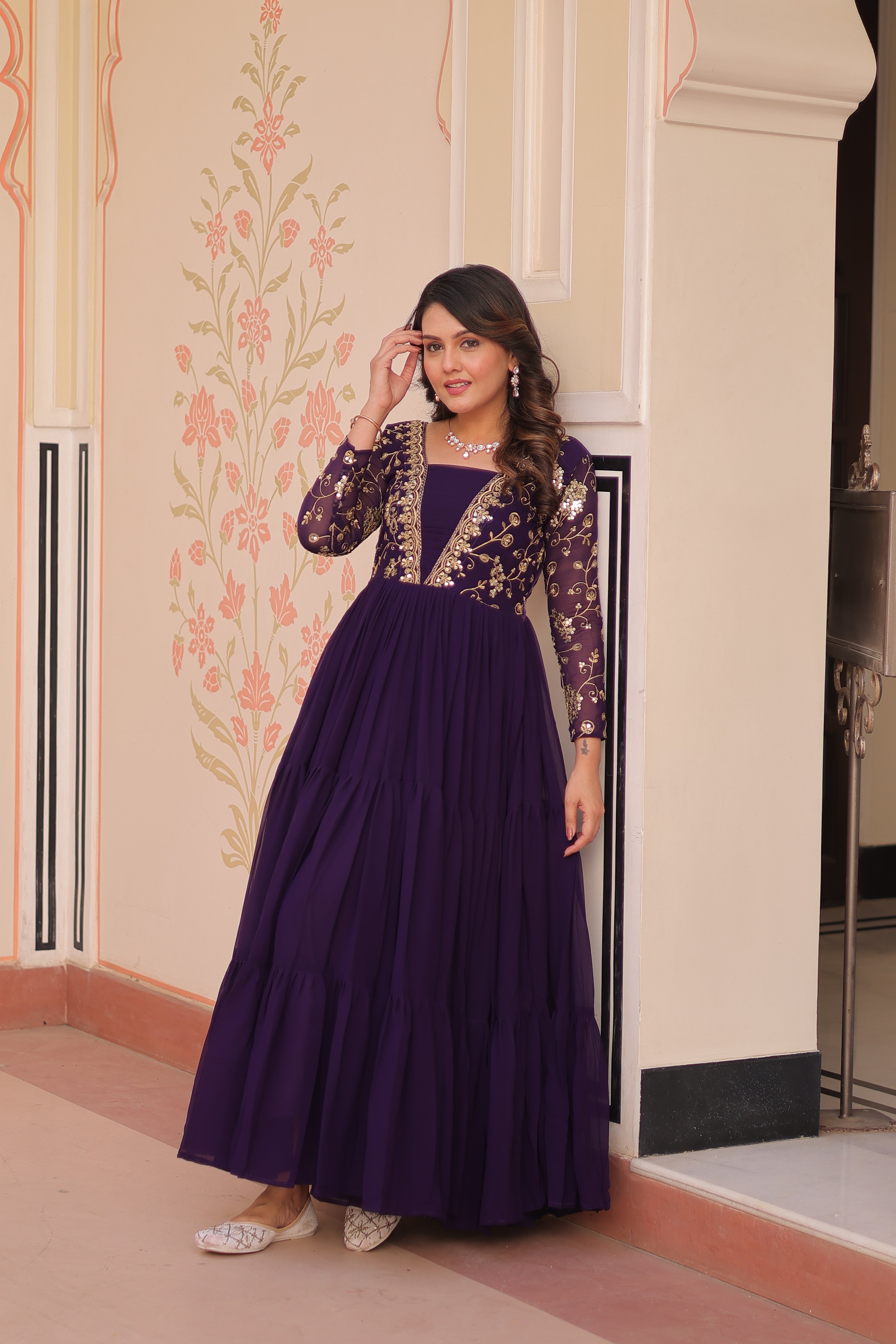 Georgette Embroidered Party Wear Anarkali Gown for Women