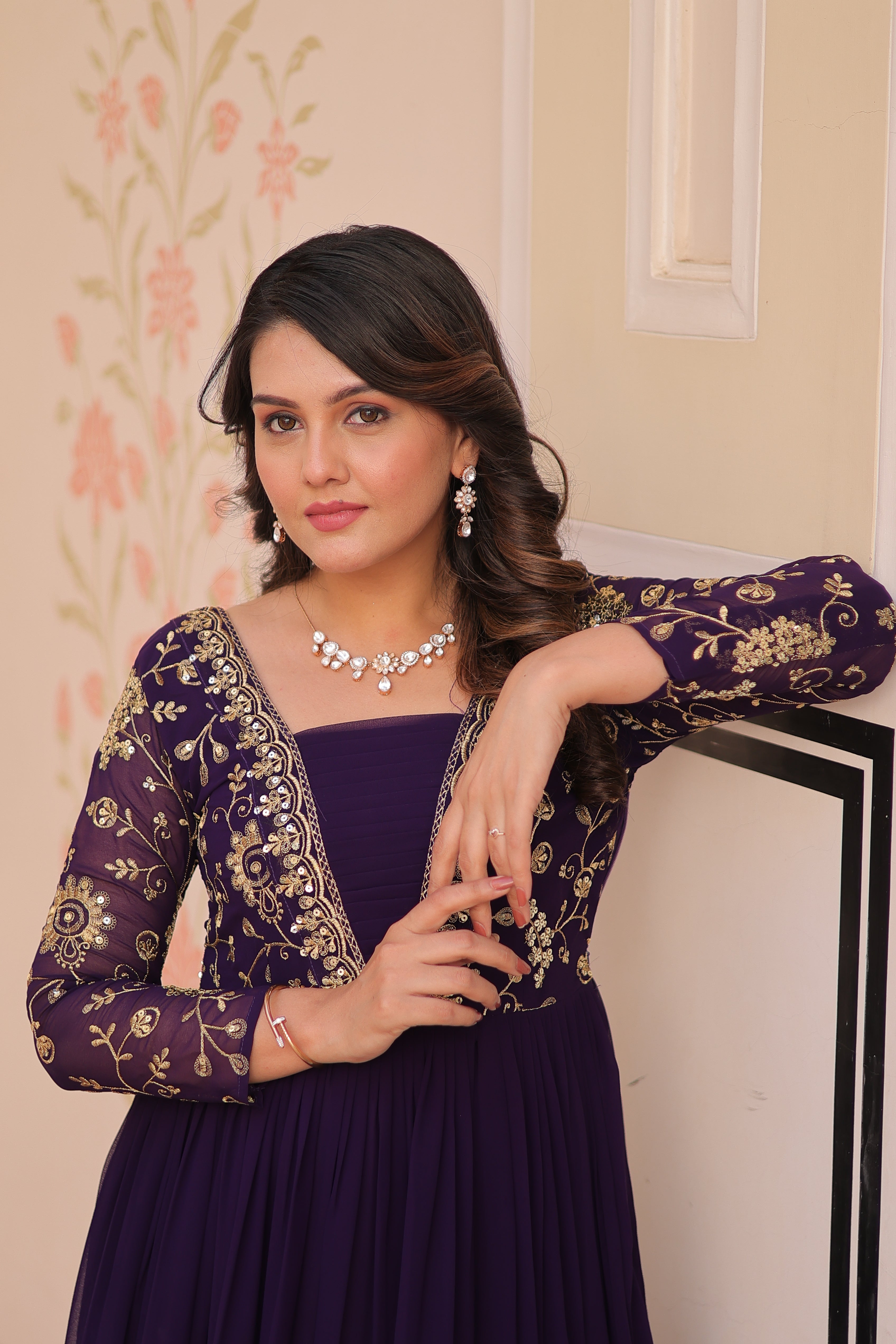 Georgette Embroidered Party Wear Anarkali Gown for Women