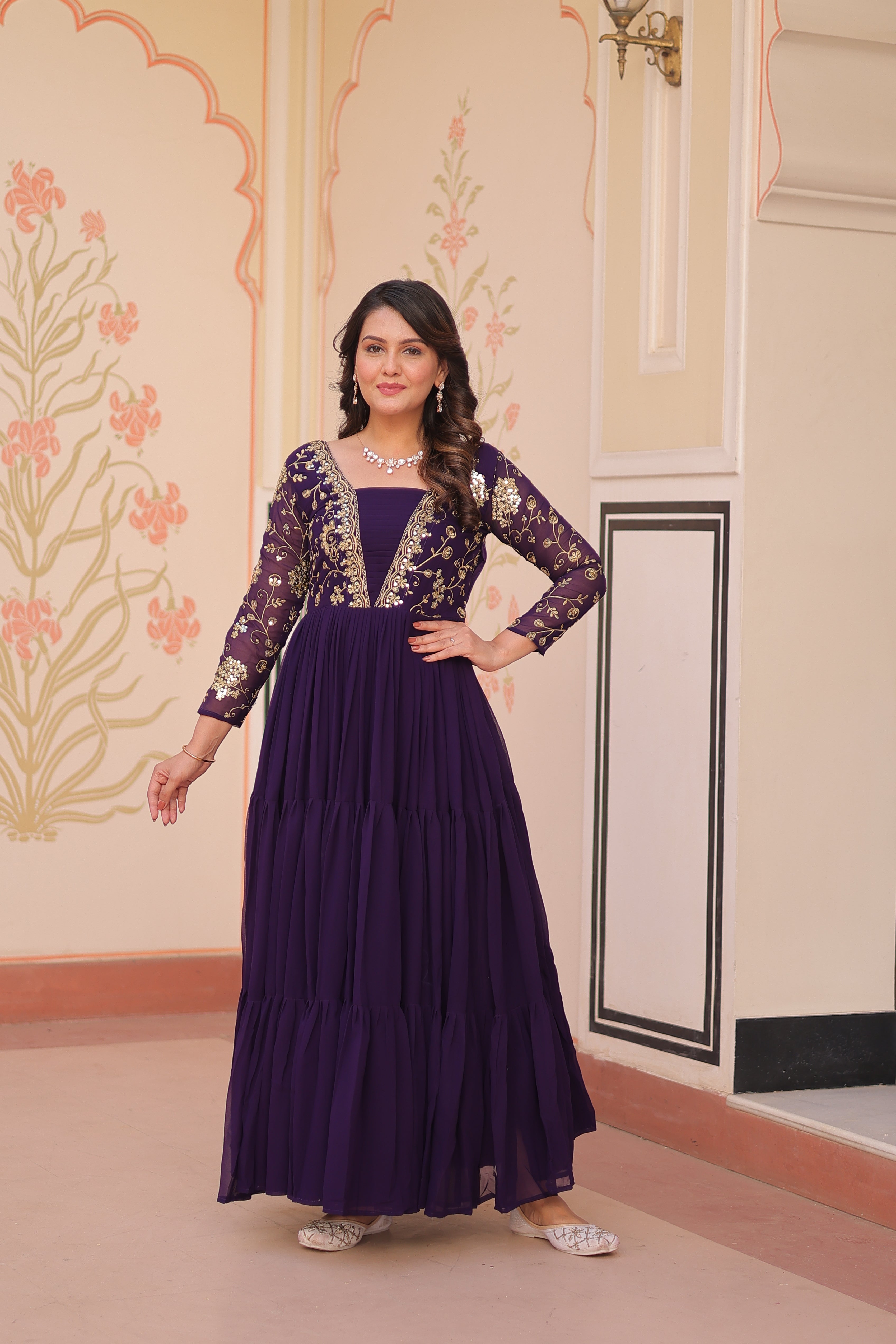 Georgette Embroidered Party Wear Anarkali Gown for Women