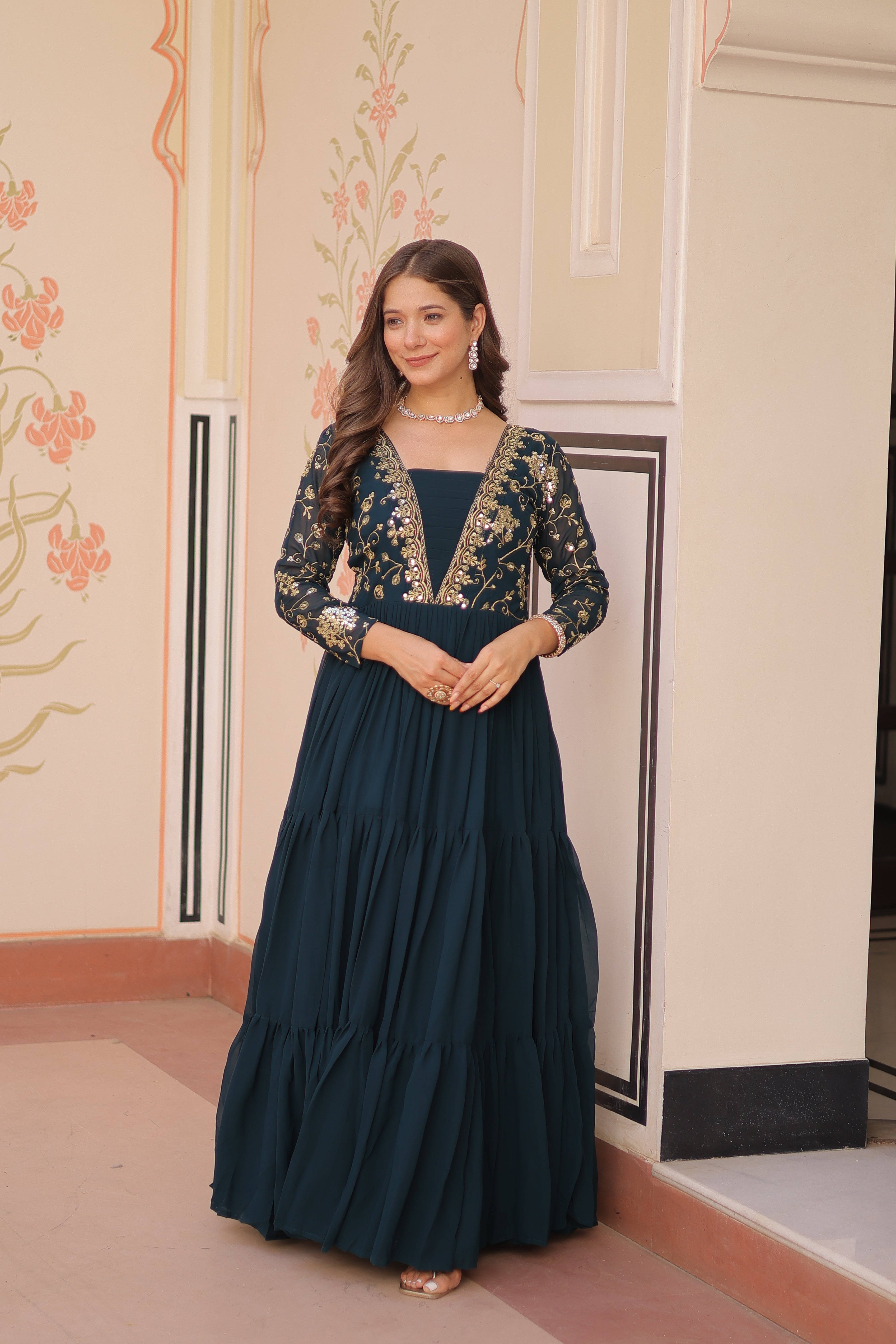 Georgette Embroidered Party Wear Anarkali Gown for Women