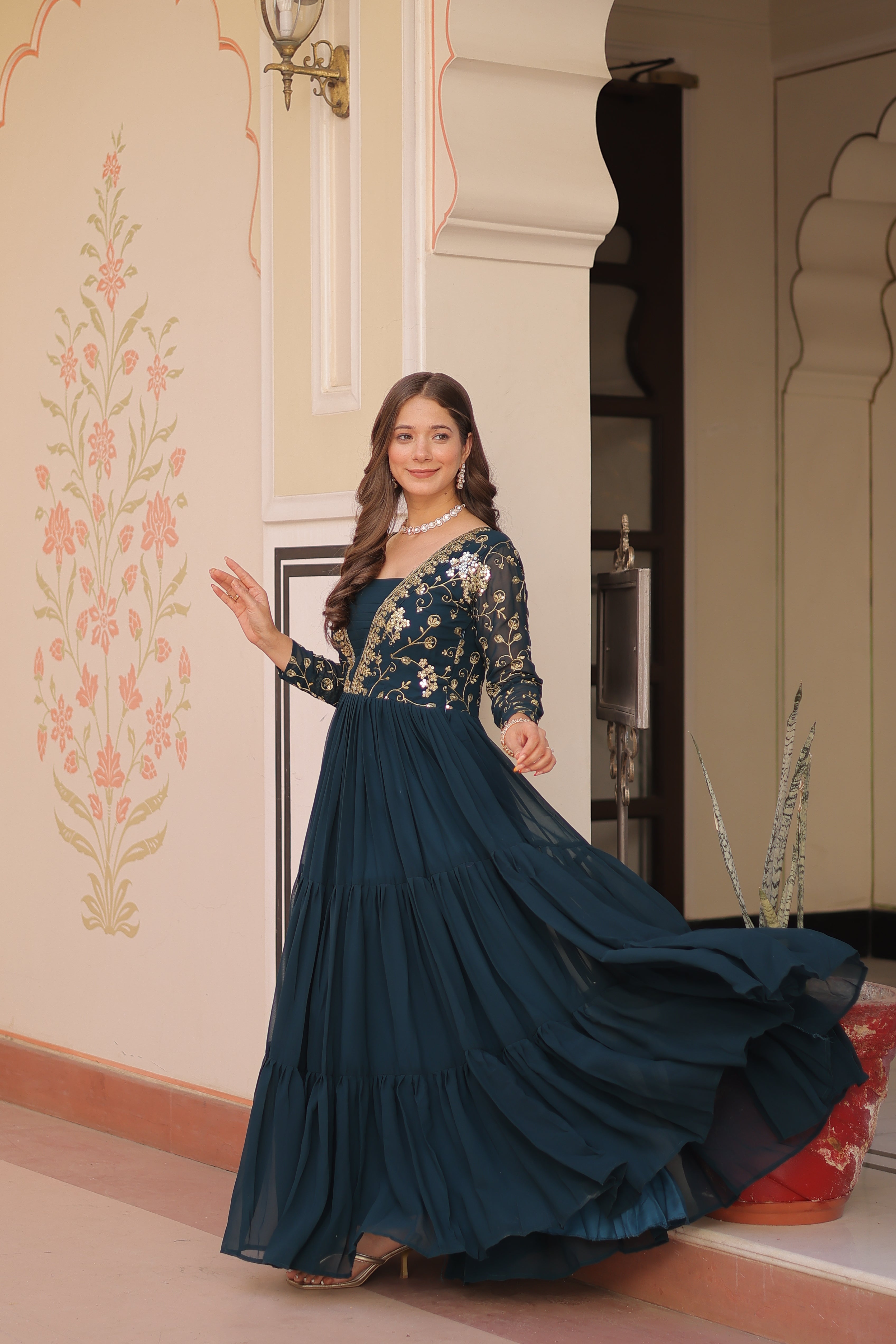 Georgette Embroidered Party Wear Anarkali Gown for Women