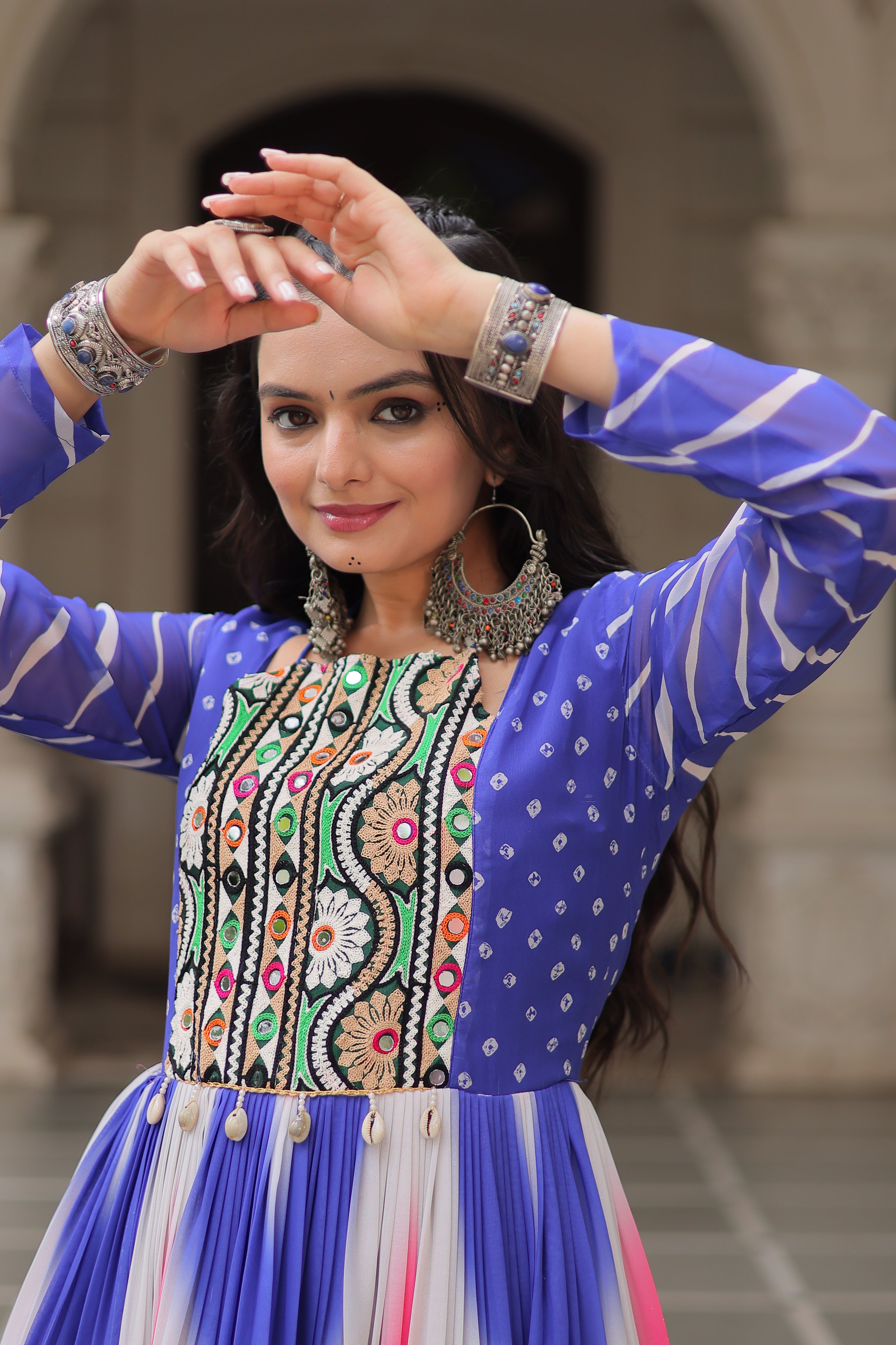 Multi-Color Georgette Bandhani Printed Navratri Wear Gown
