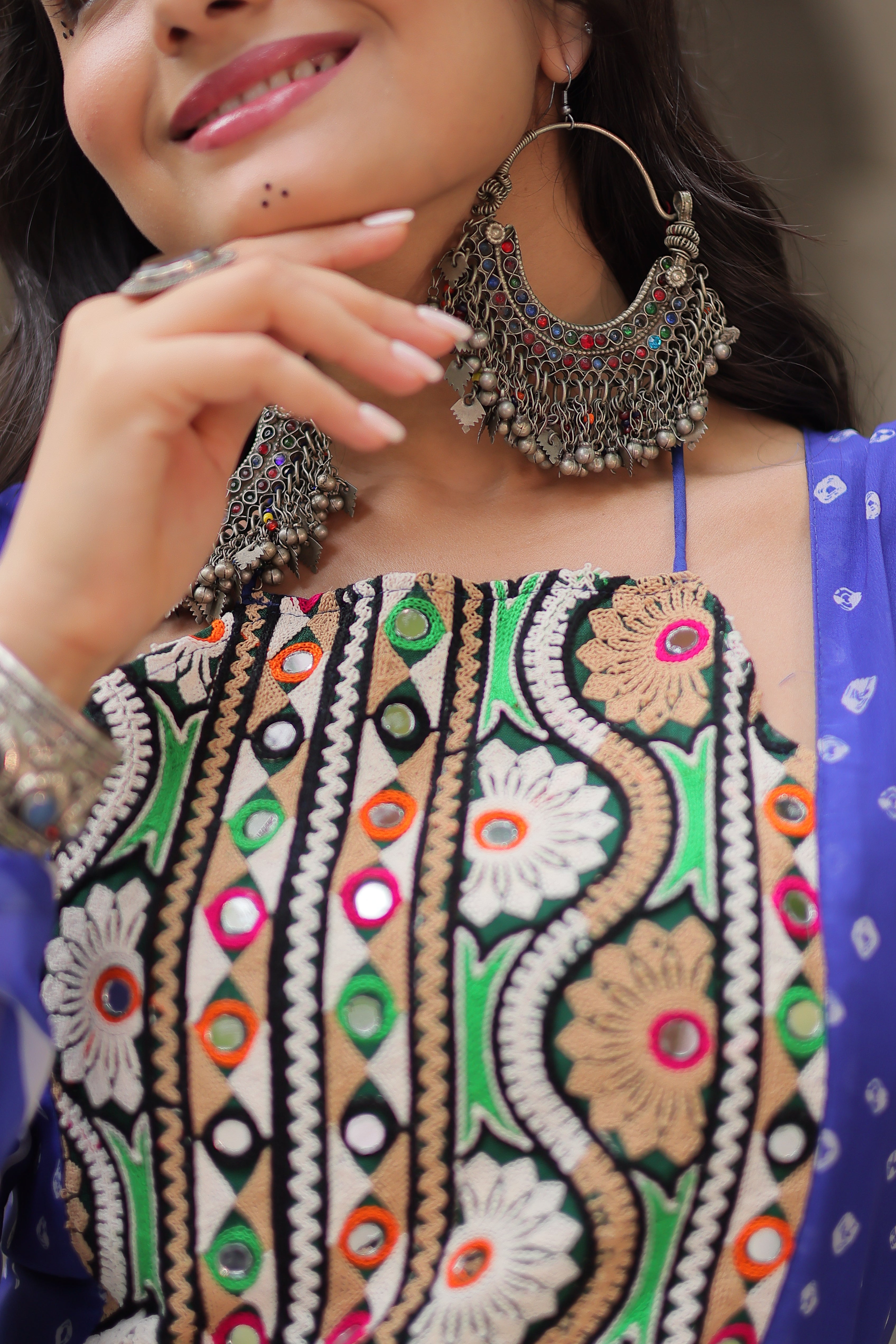 Multi-Color Georgette Bandhani Printed Navratri Wear Gown