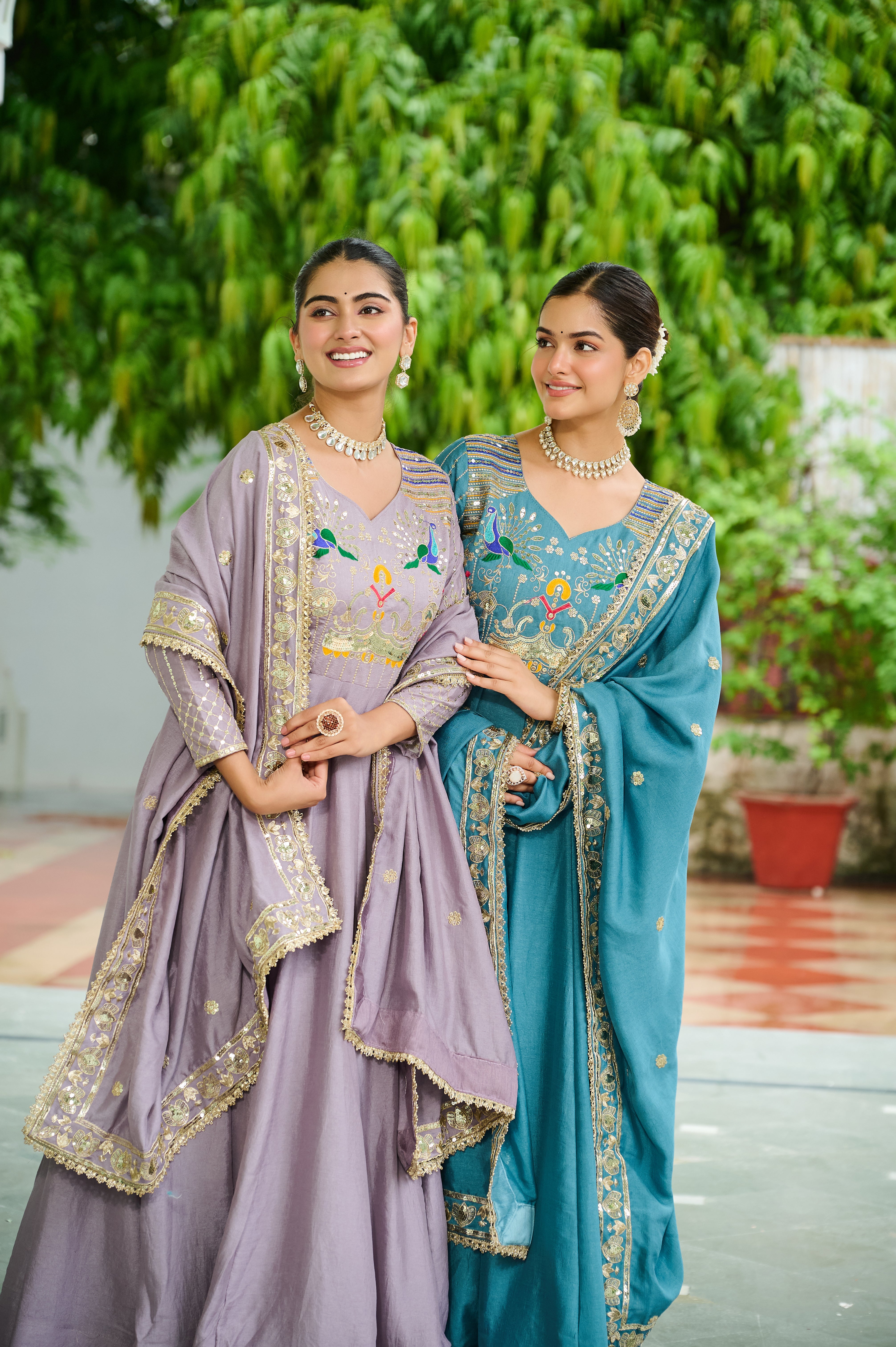 Silk Sequins Festive Wear Gown With Dupatta
