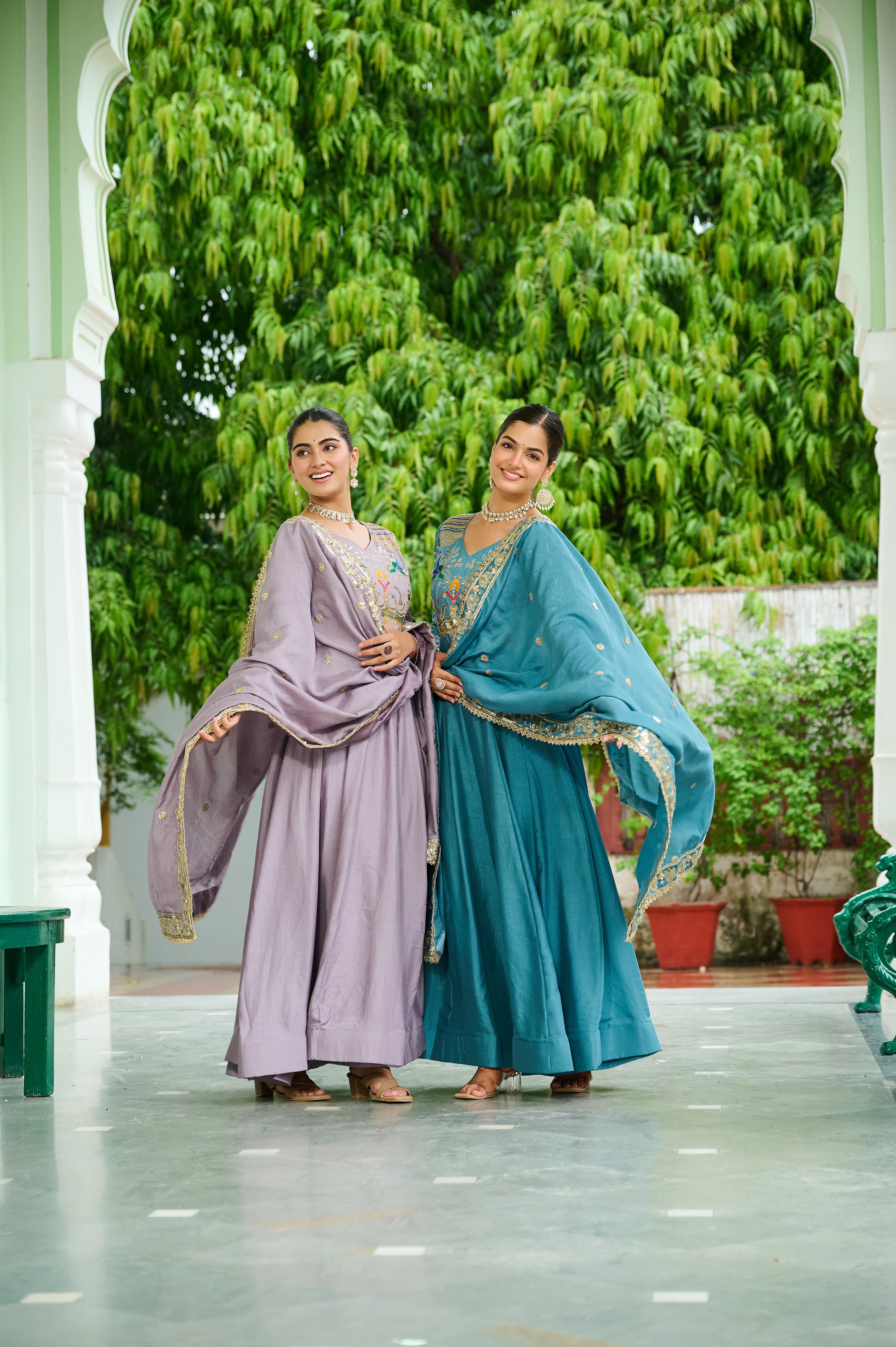 Silk Sequins Festive Wear Gown With Dupatta