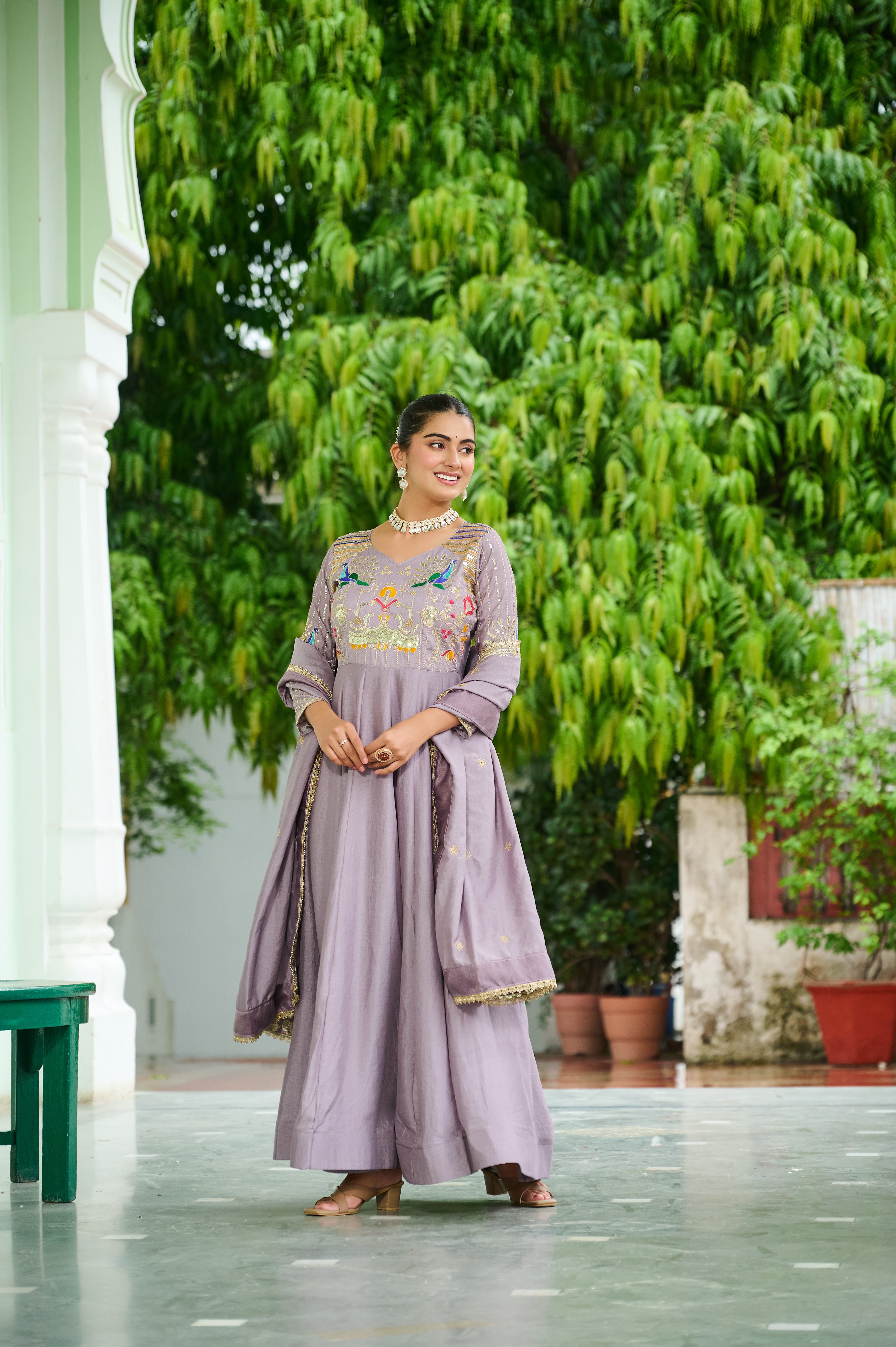 Silk Sequins Festive Wear Gown With Dupatta