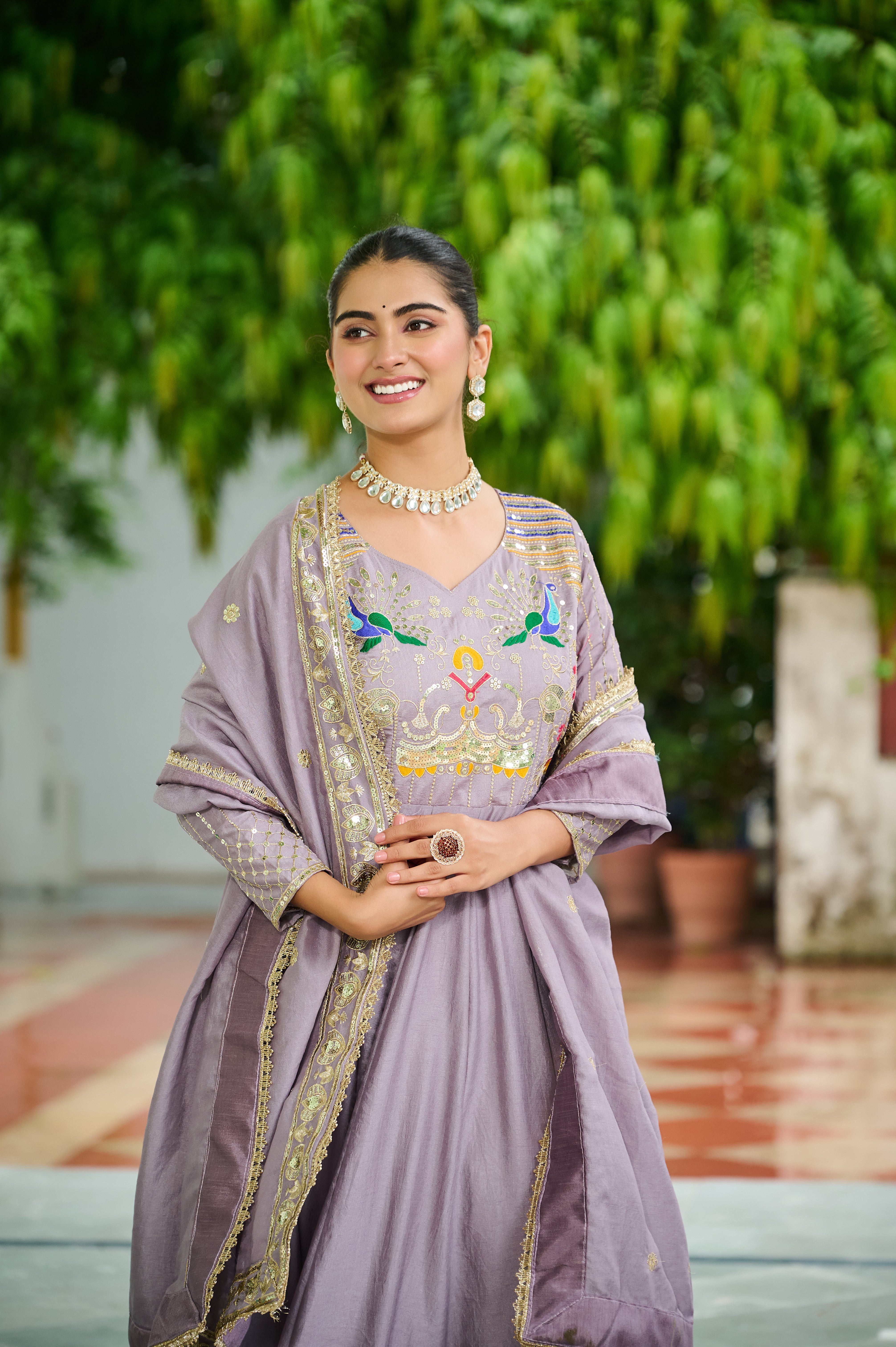 Silk Sequins Festive Wear Gown With Dupatta