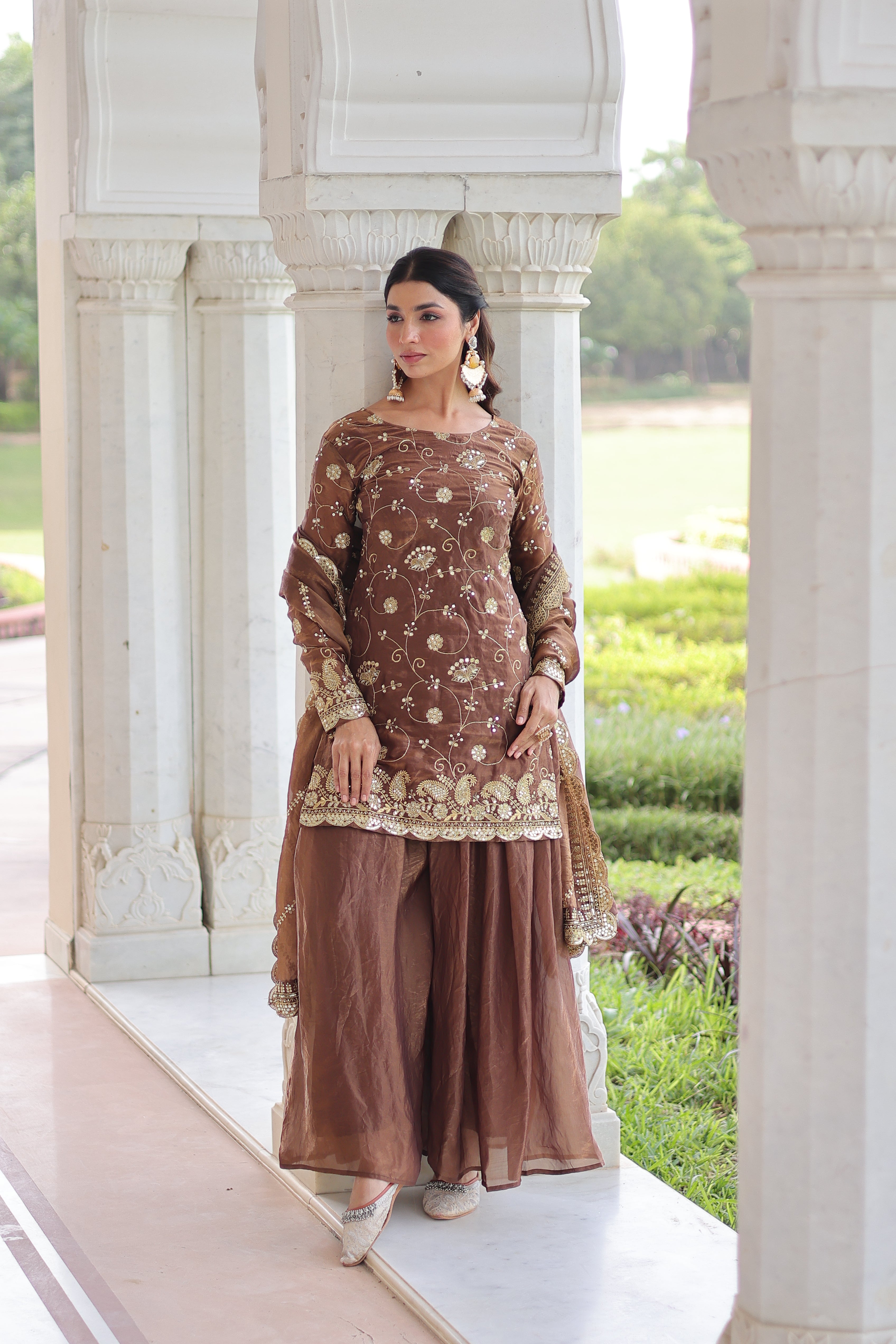 Organza Sequins Embroidered Wedding Salwar Kameez for Women