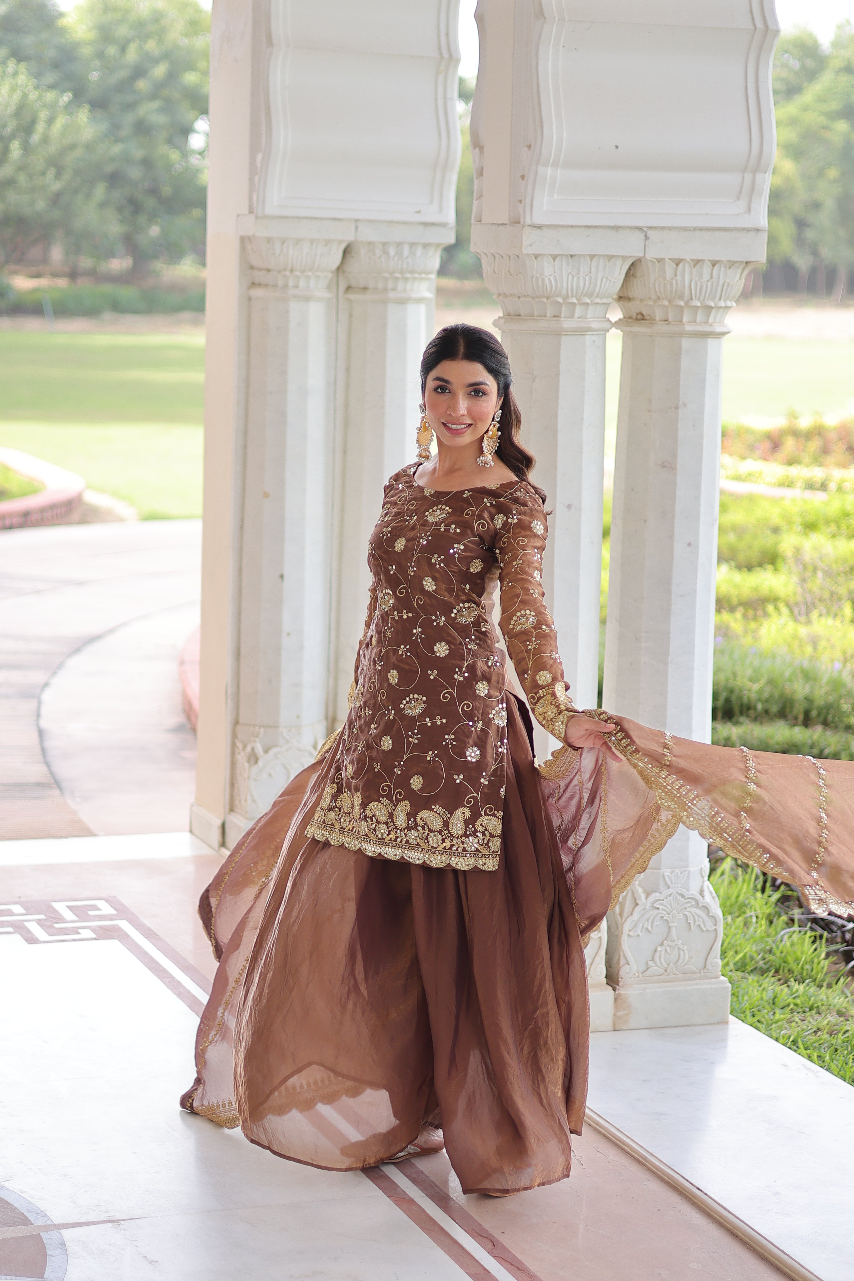 Organza Sequins Embroidered Wedding Salwar Kameez for Women