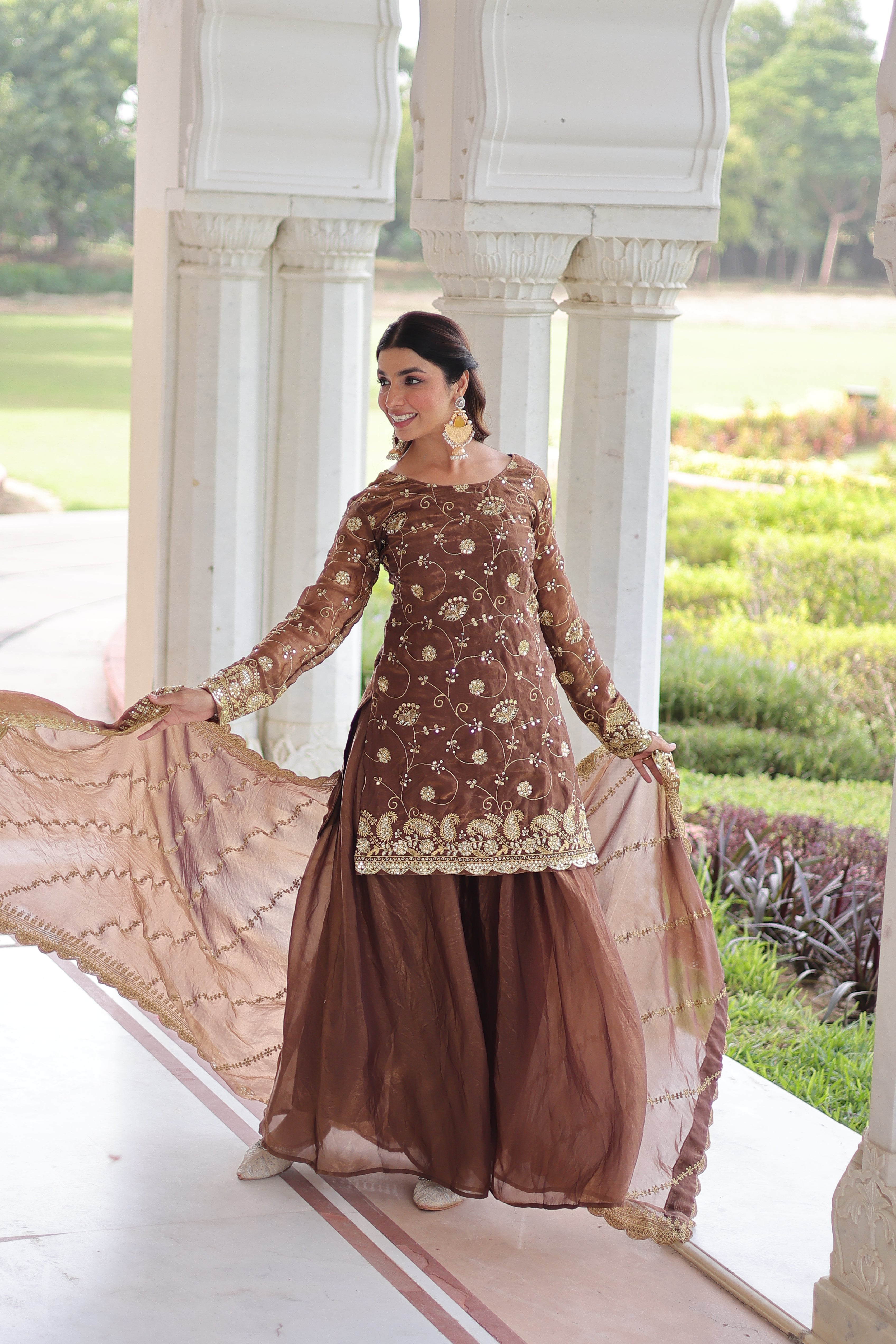 Organza Sequins Embroidered Wedding Salwar Kameez for Women