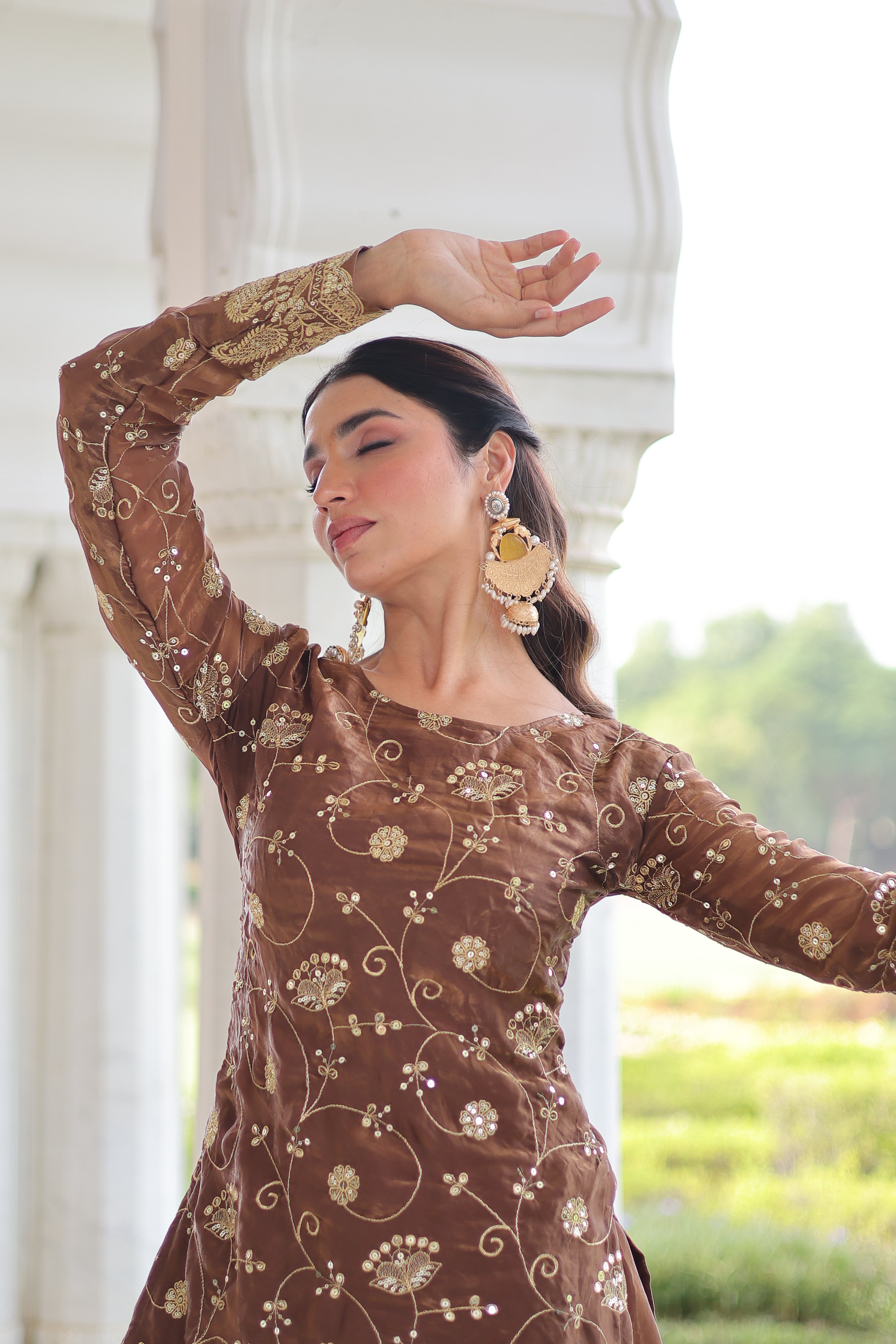 Organza Sequins Embroidered Wedding Salwar Kameez for Women