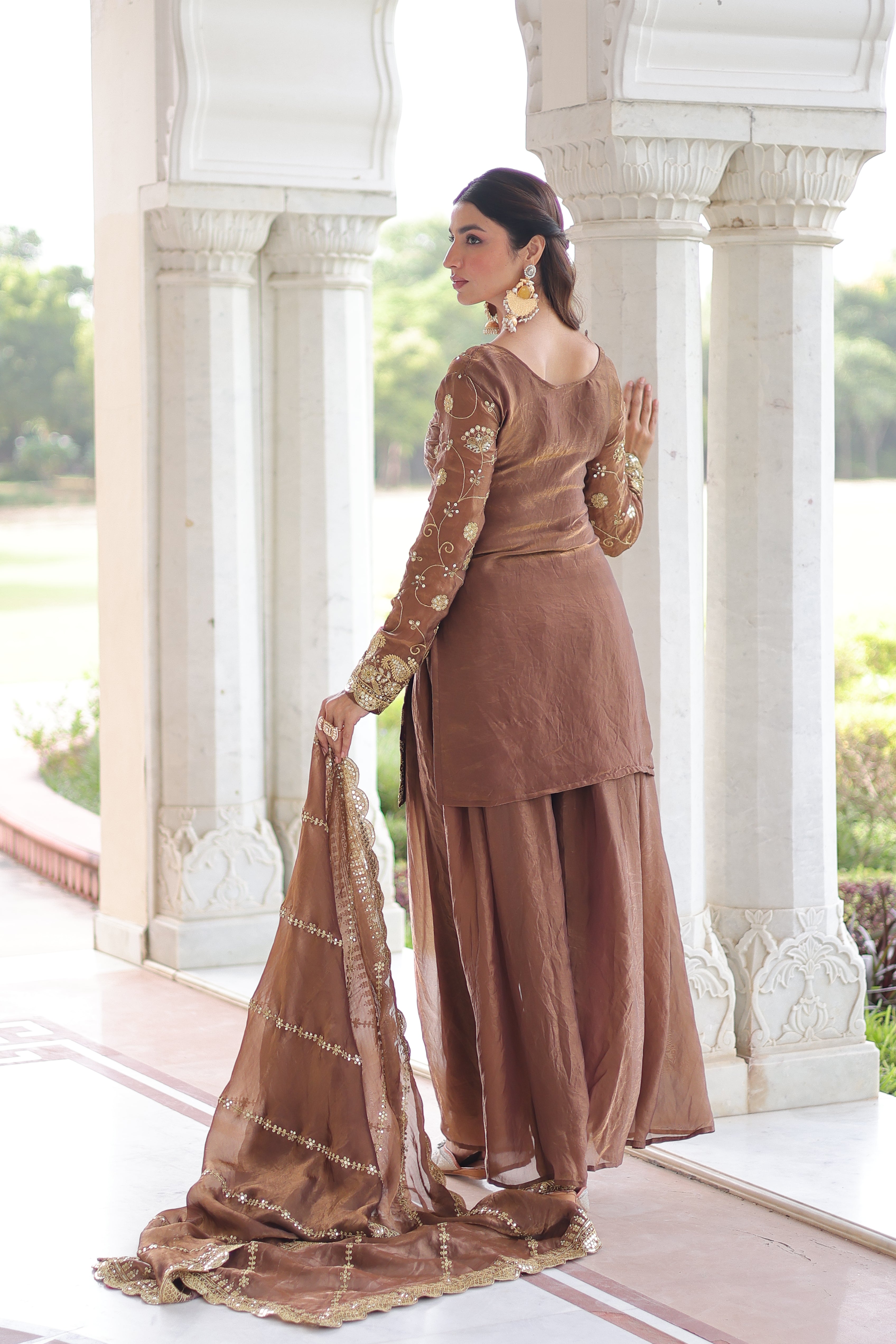 Organza Sequins Embroidered Wedding Salwar Kameez for Women