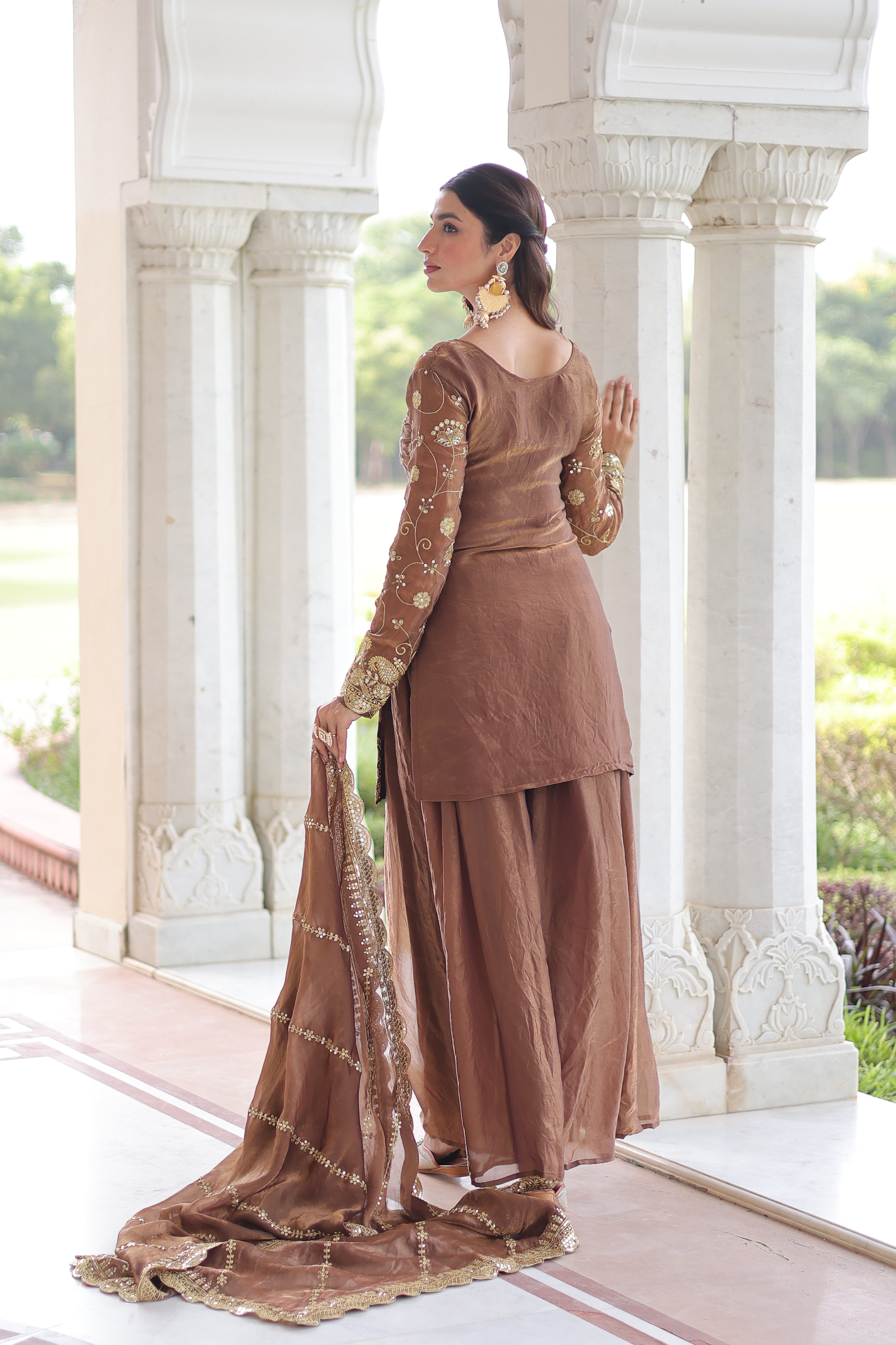 Organza Sequins Embroidered Wedding Salwar Kameez for Women