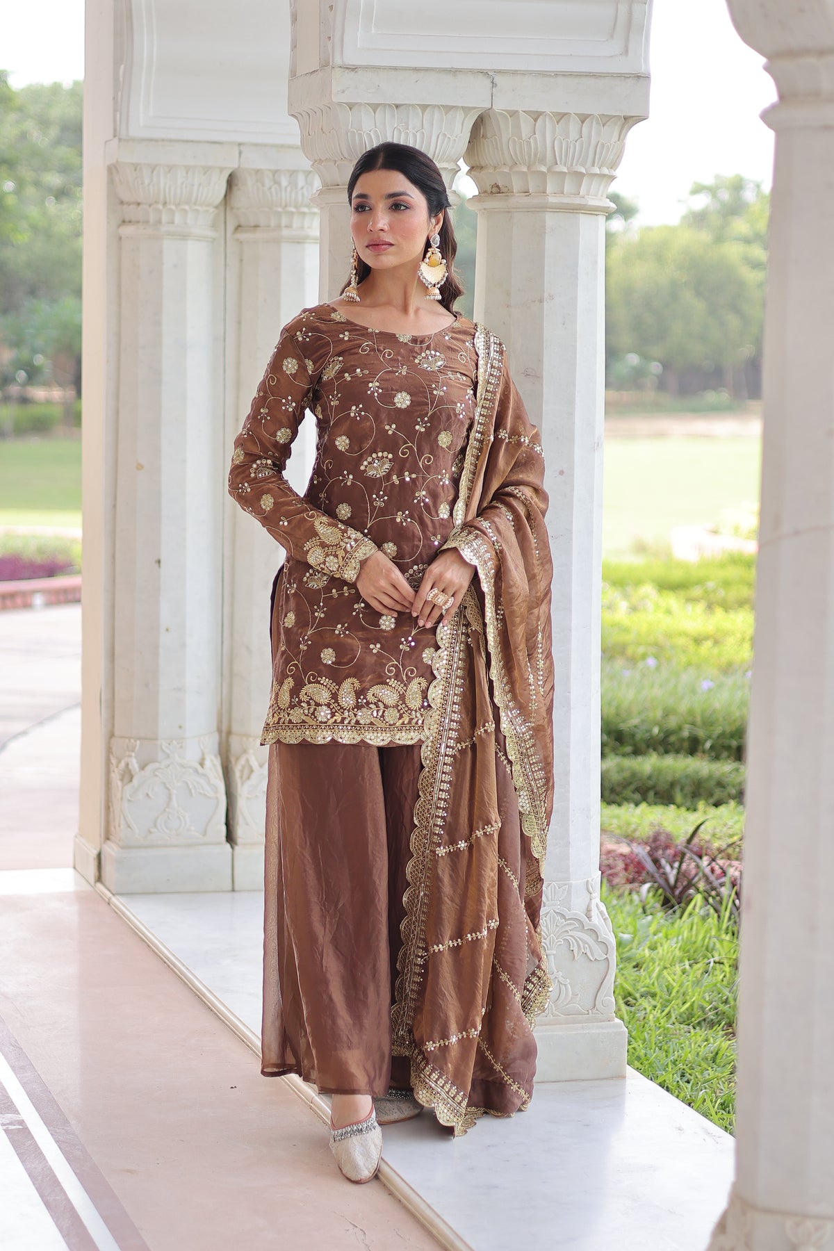 Organza Sequins Embroidered Wedding Salwar Kameez for Women